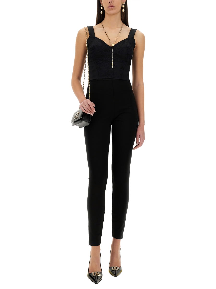 Dolce & Gabbana Black High Waist Stretch Tights In Black