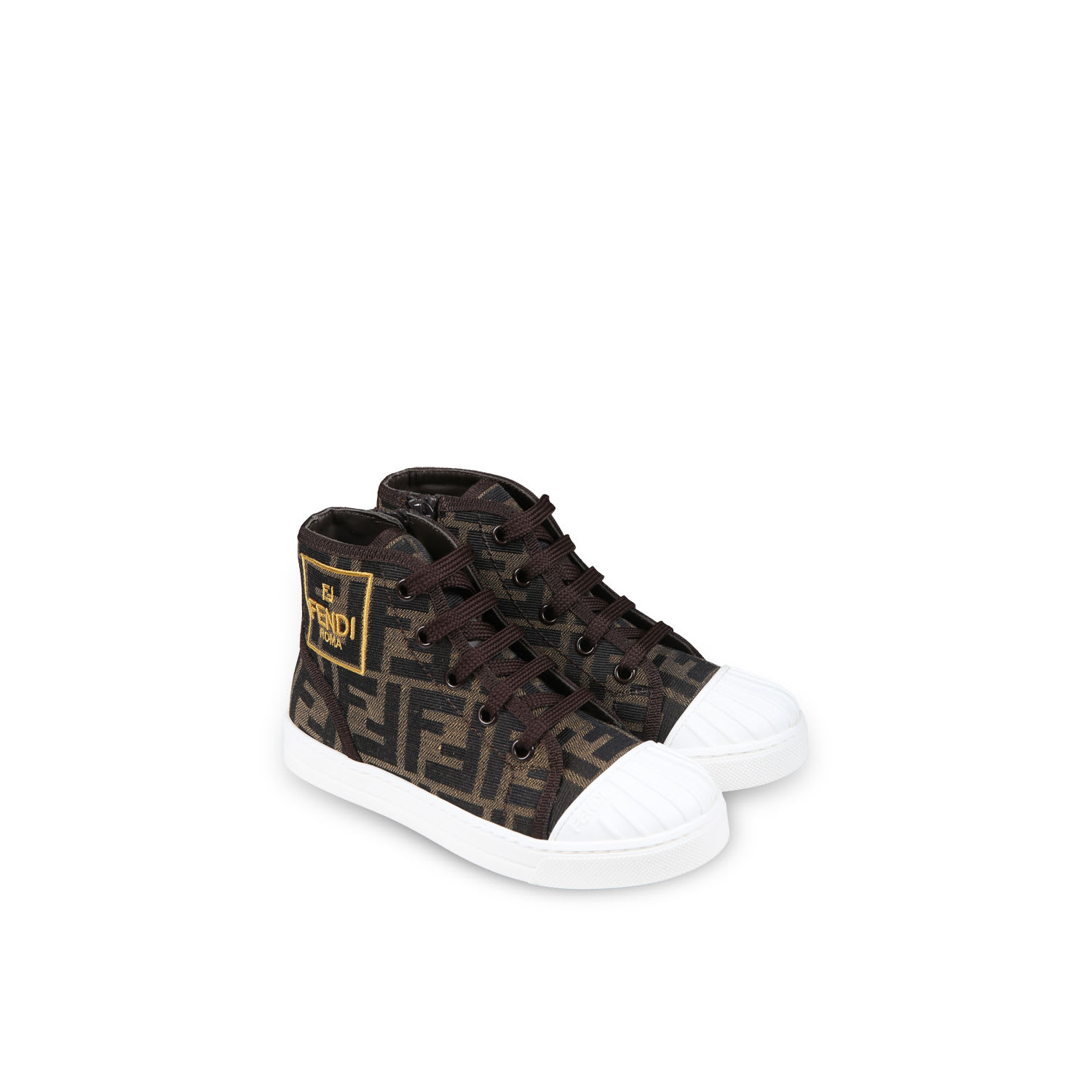 FENDI BROWN SNEAKERS FOR KIDS WITH ICONIC FF LOGO 