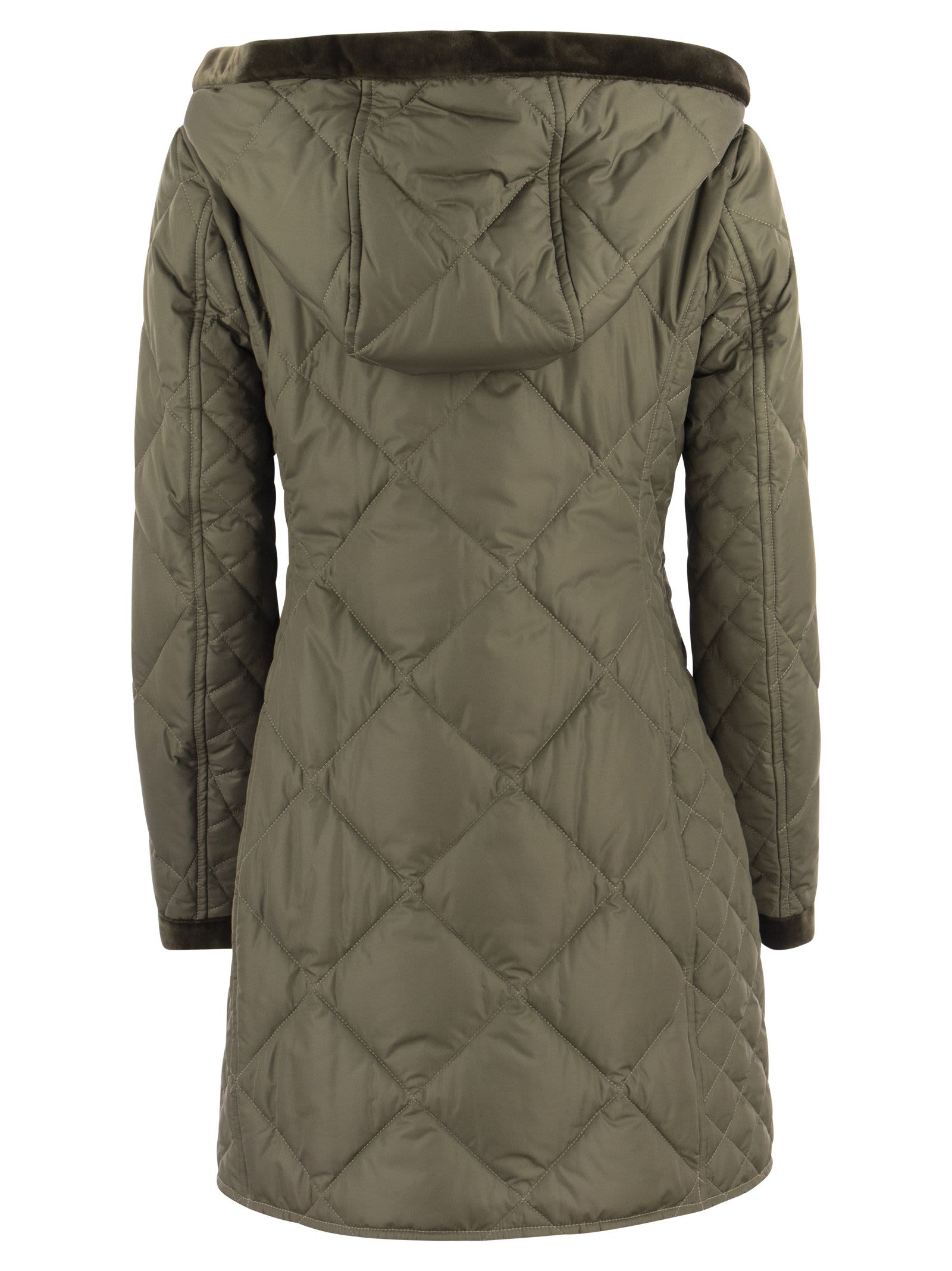 Shop Fay Virginia Quilted Coat With Hood In Olive
