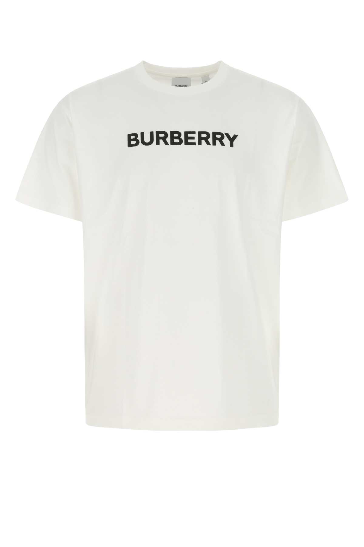 Shop Burberry White Cotton T-shirt In A1464