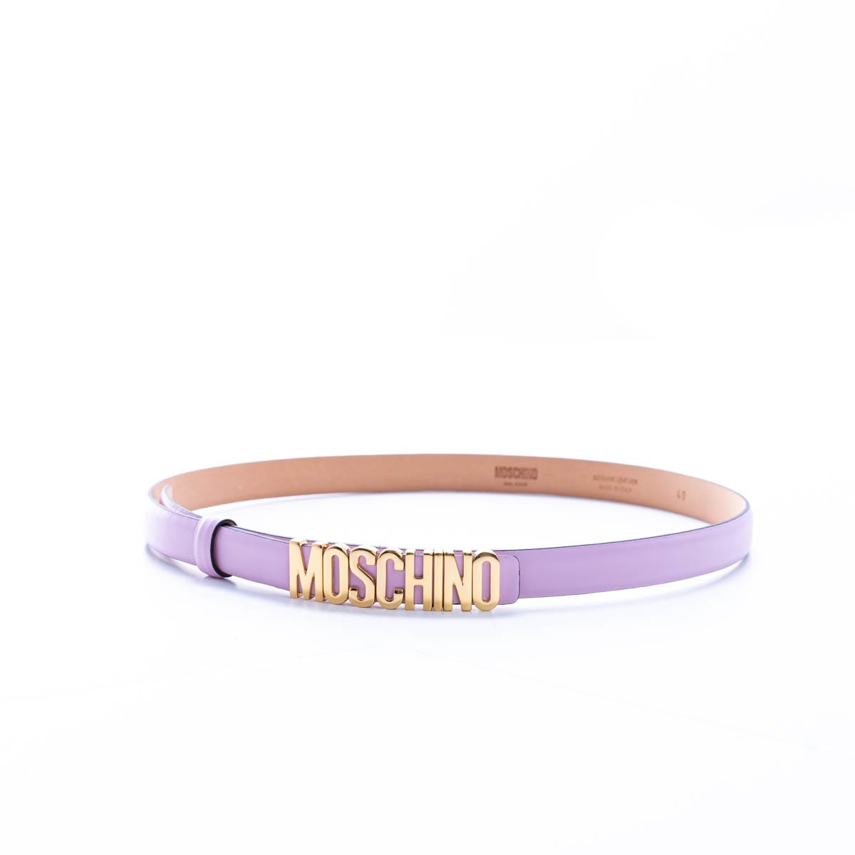 purple moschino belt