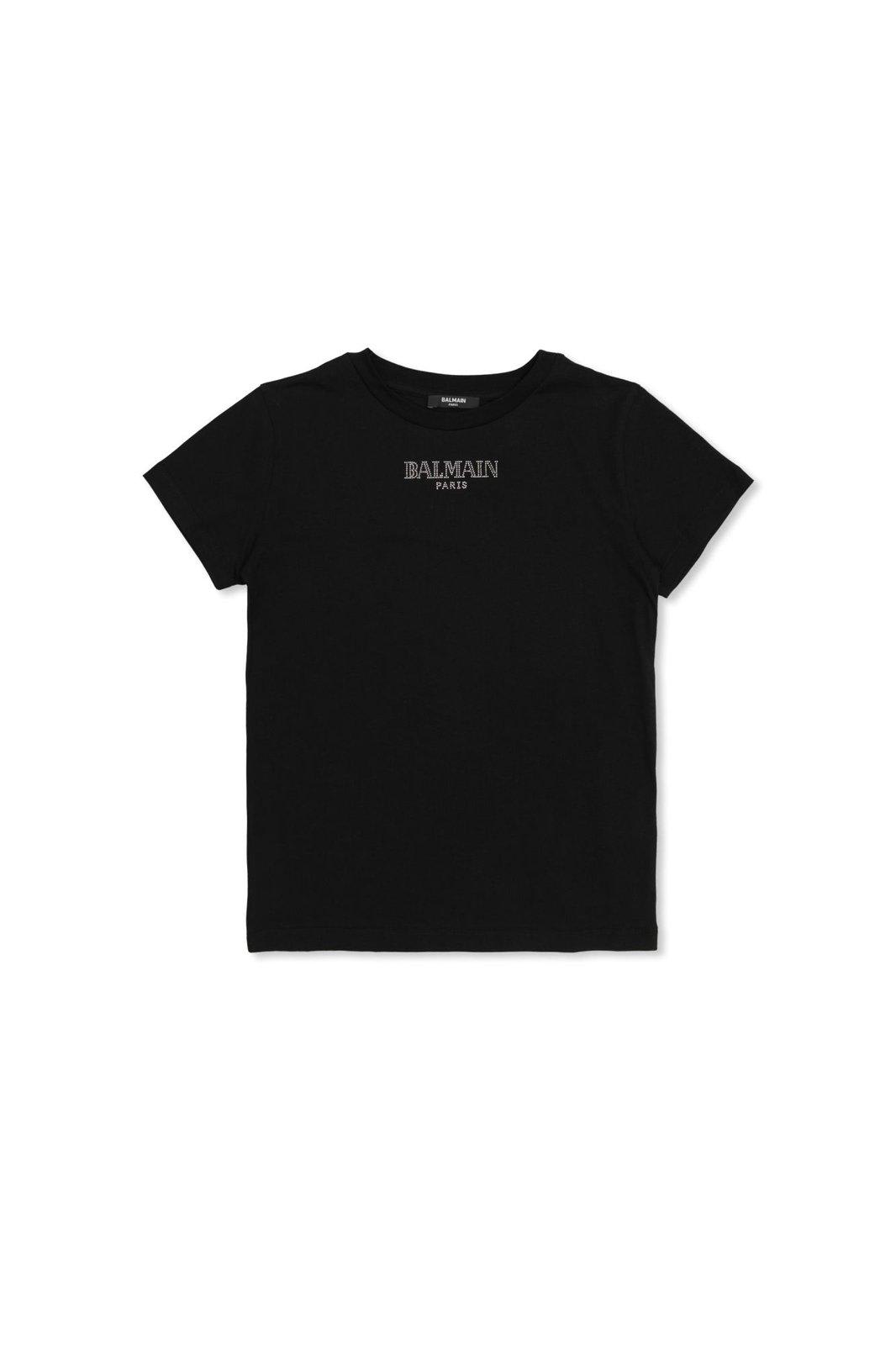 Balmain Logo-embellished Crewneck T-shirt In Black