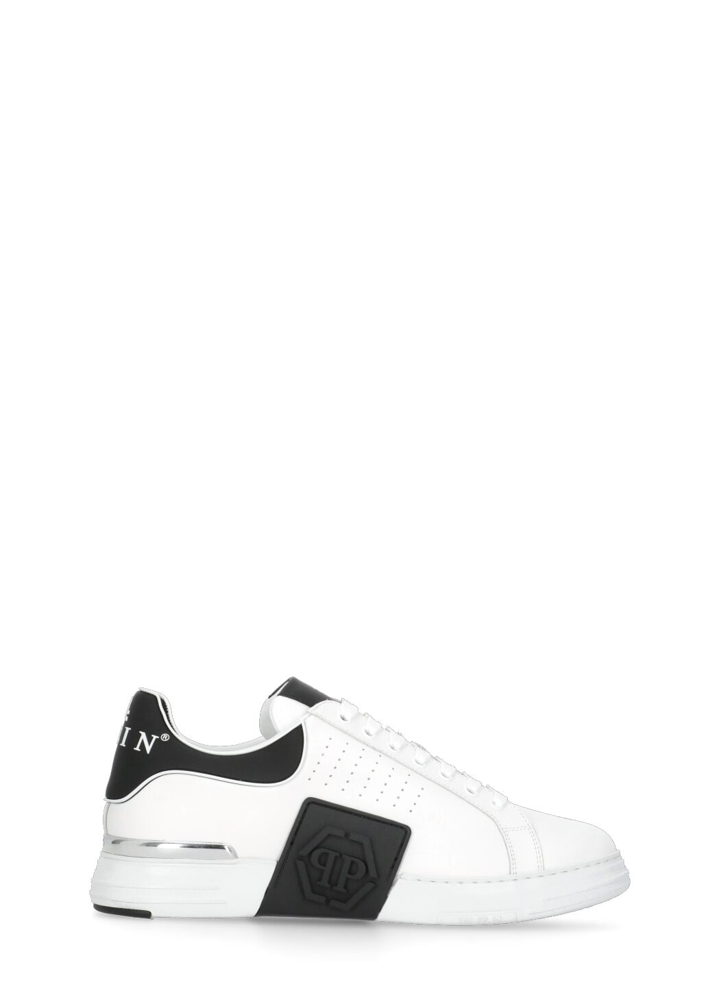 Philipp Plein Nappa Leather Sneakers Low Top Hexagon In White