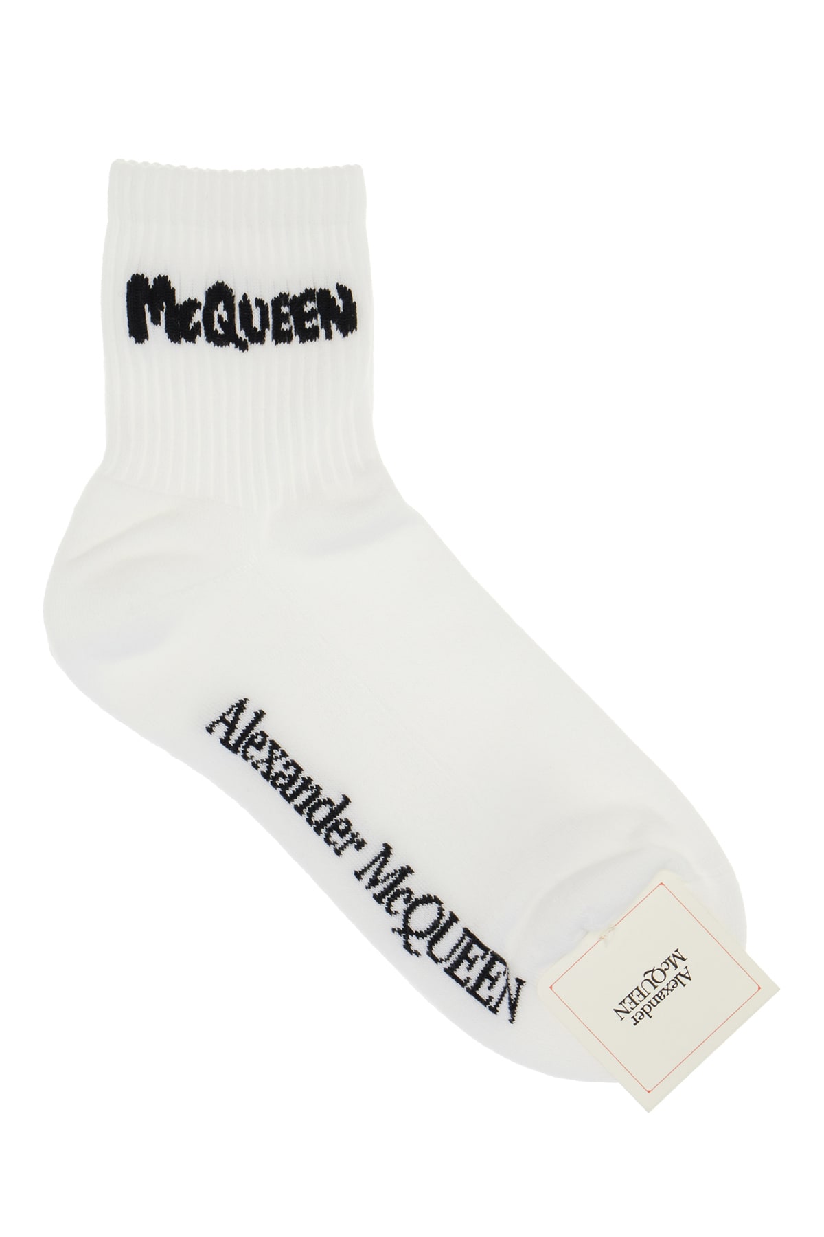 Shop Alexander Mcqueen White Stretch Cotton Blend Socks In 9060