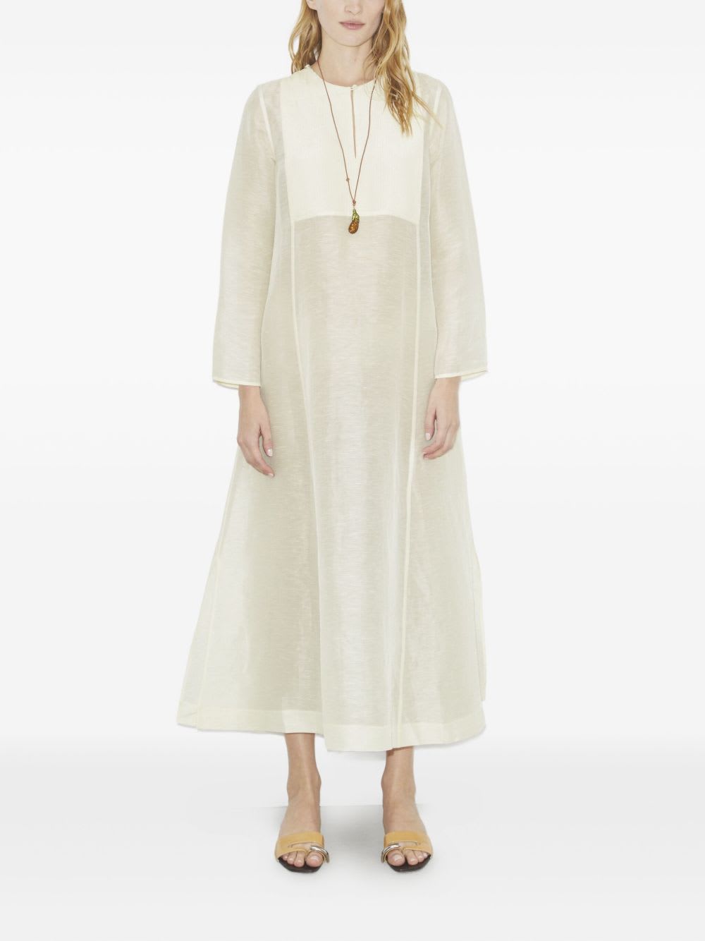 Tory Burch Linen And Silk Long Kaftan In White