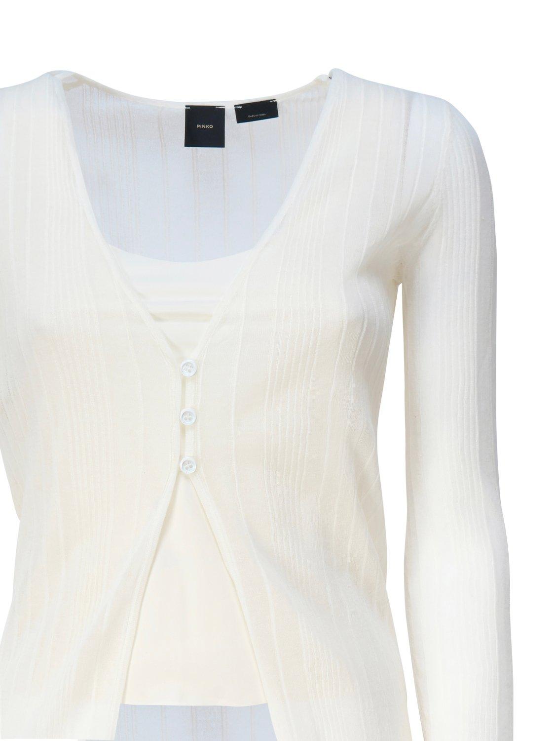 Shop Pinko V-neck Long-sleeved Cardigan In White