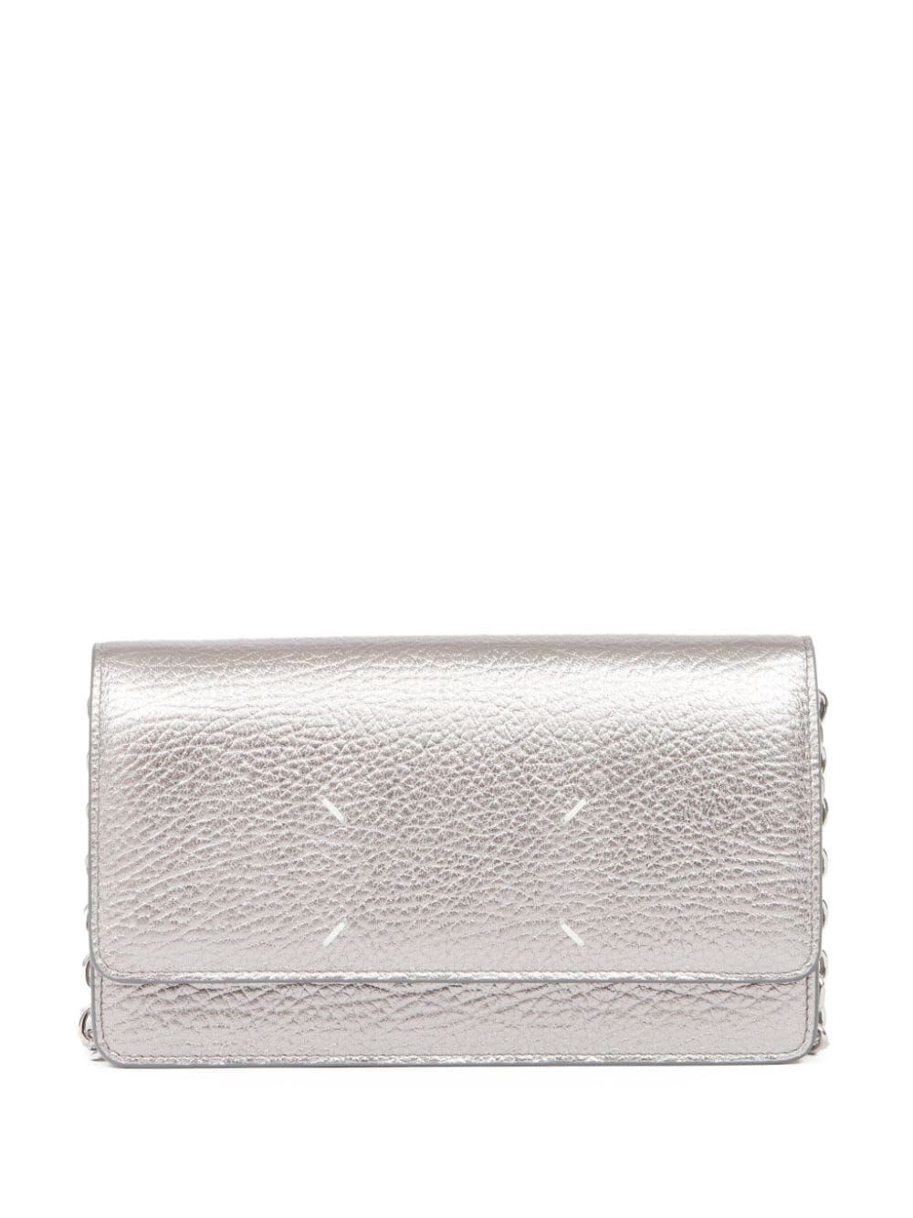 Maison Margiela Wallet On Chain Medium In Metallic Grey