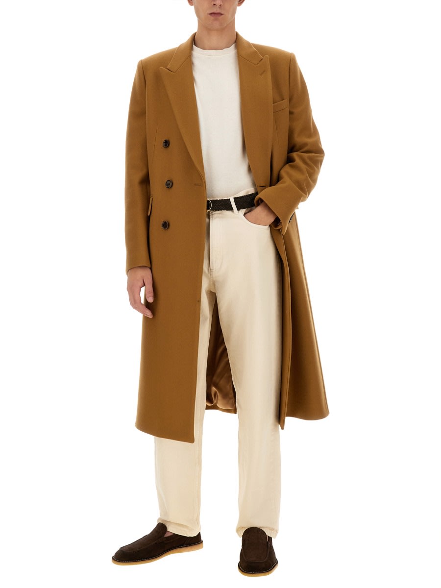 Shop Lardini Double-breasted Coat In Beige