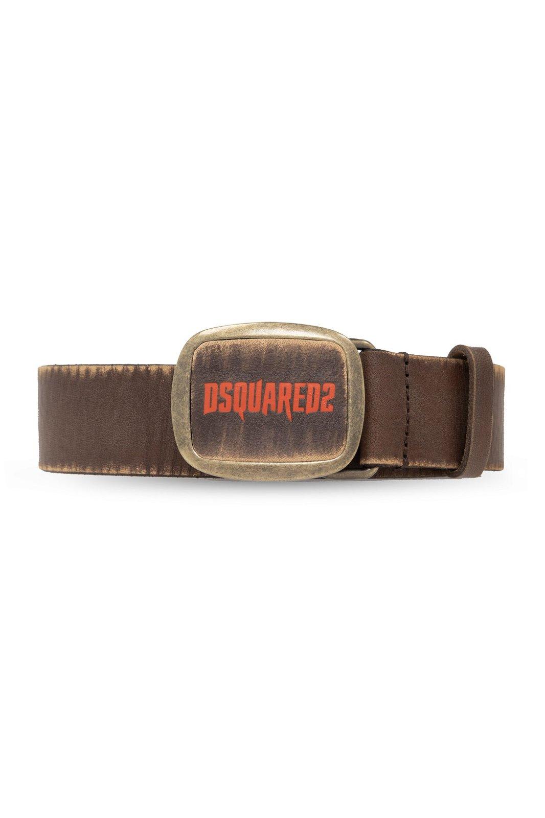 Shop Dsquared2 Logo Buckle Vintage Belt In Brown