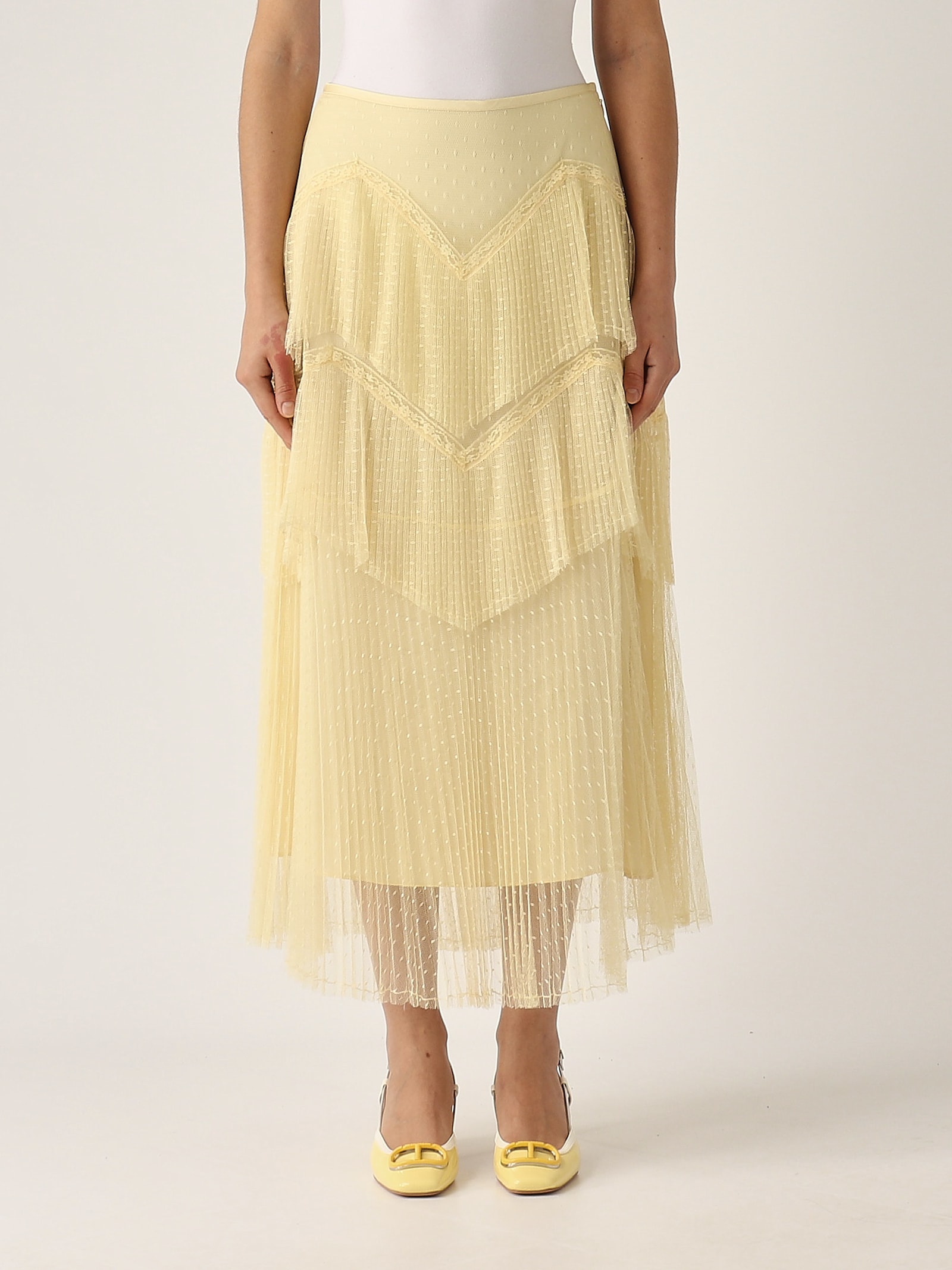 Twinset Midi Skirt In Vaniglia