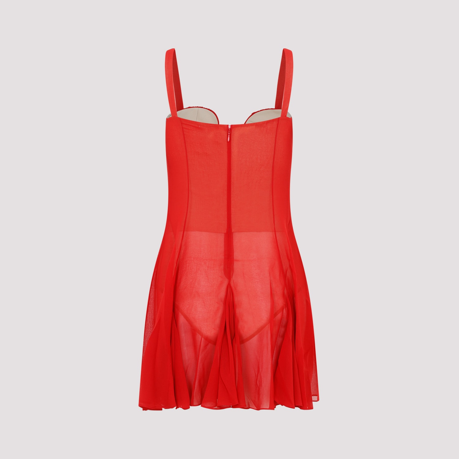 Shop Nensi Dojaka Asymmetrical Panel Godet Mini Dress In Red