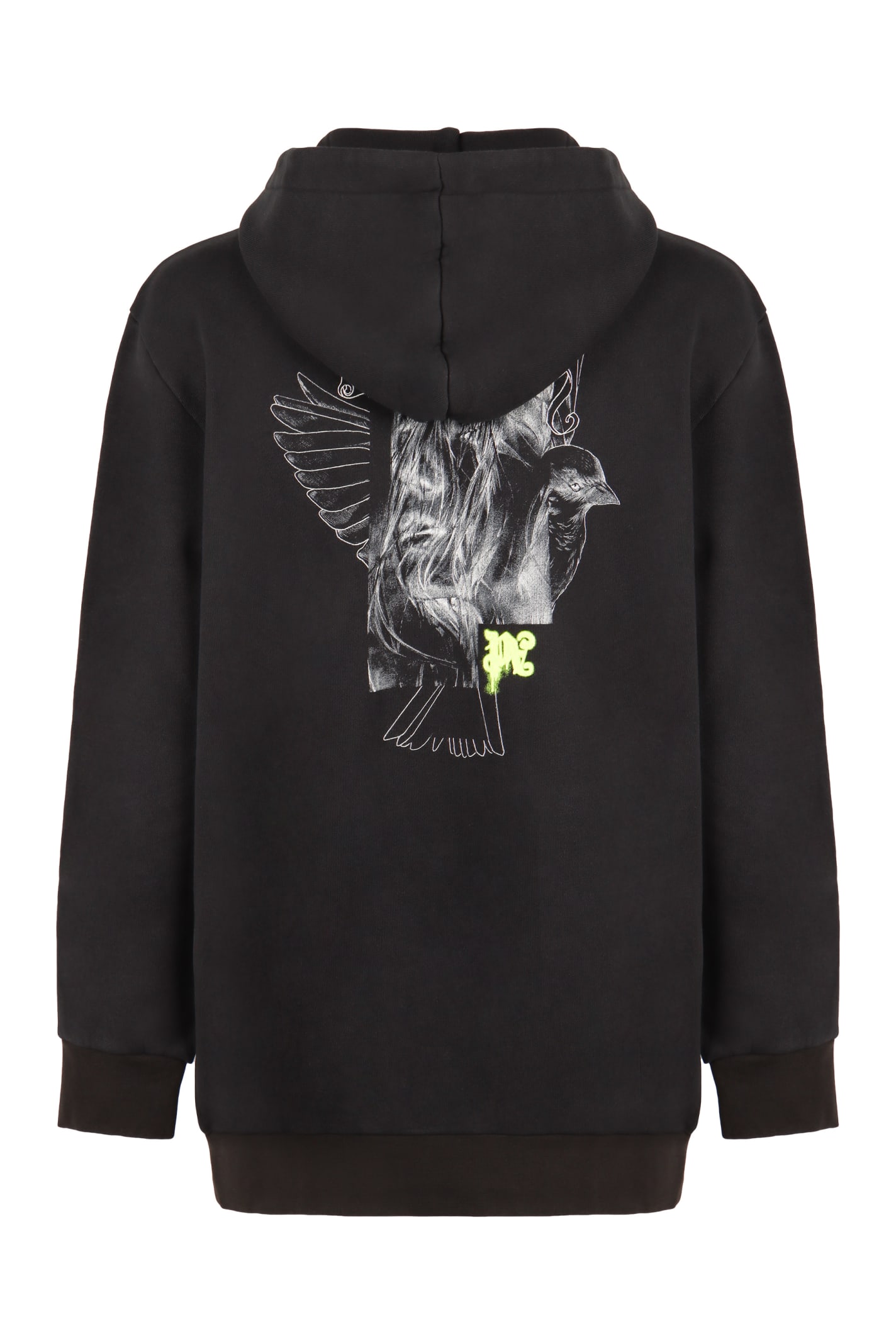 Shop Palm Angels Logo Cotton Hoodie In Black