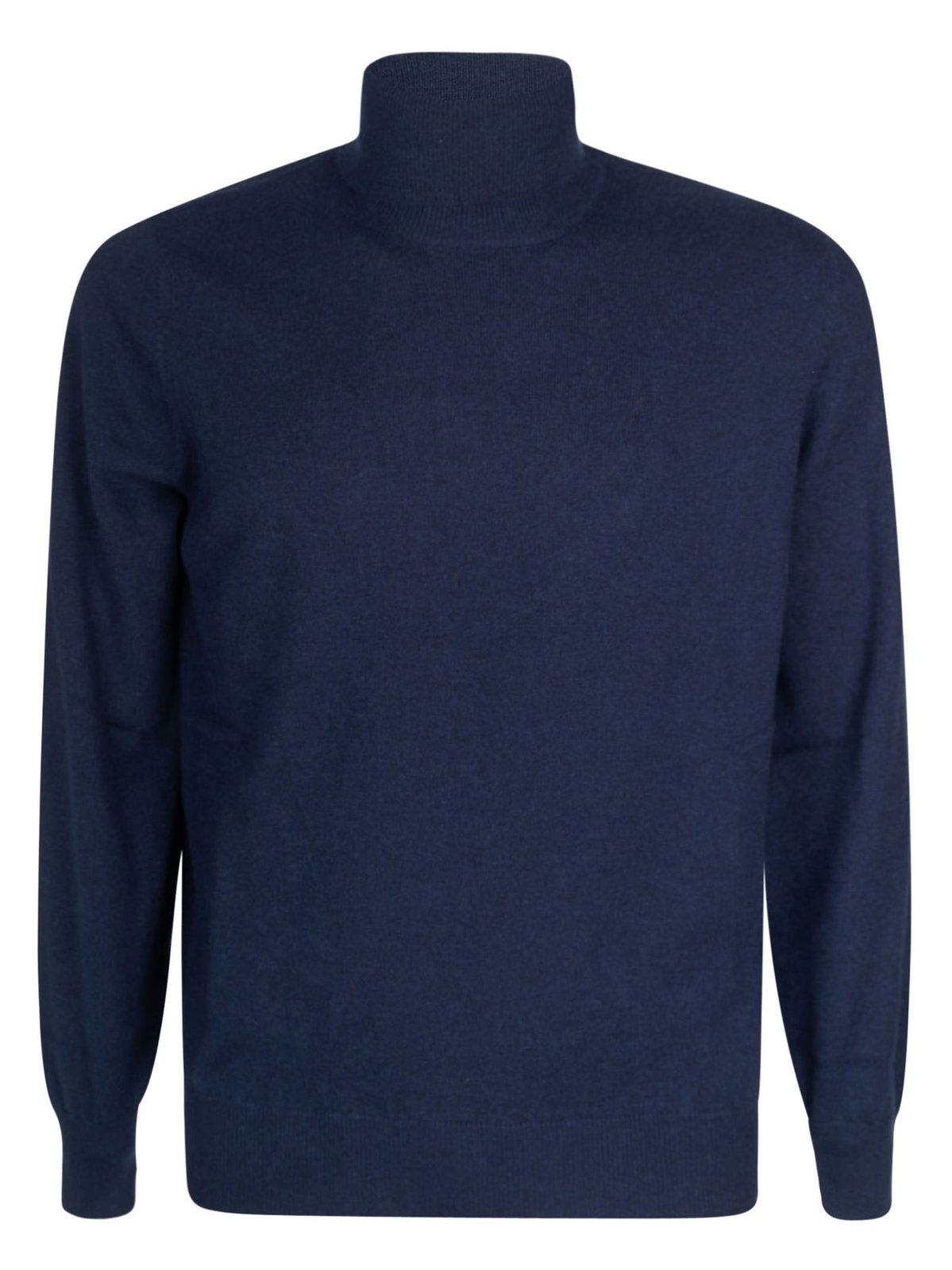 Shop Brunello Cucinelli Long-sleeved Turtleneck Jumper In Marina/grigio Scuro