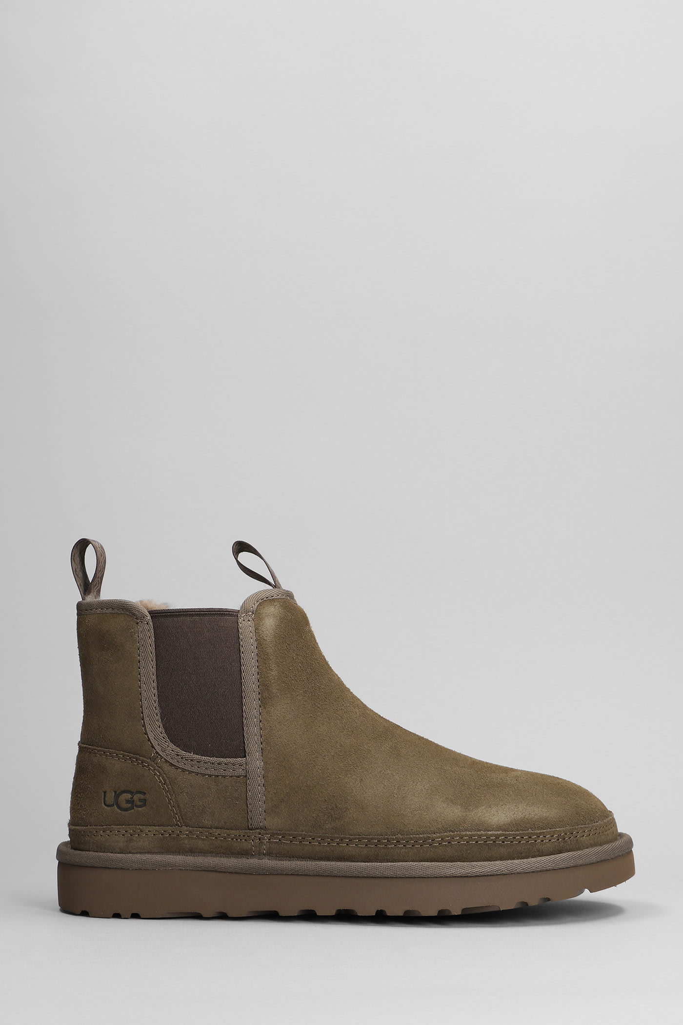 Ugg Neumel Chelsea Low Heels Ankle Boots In Taupe Suede