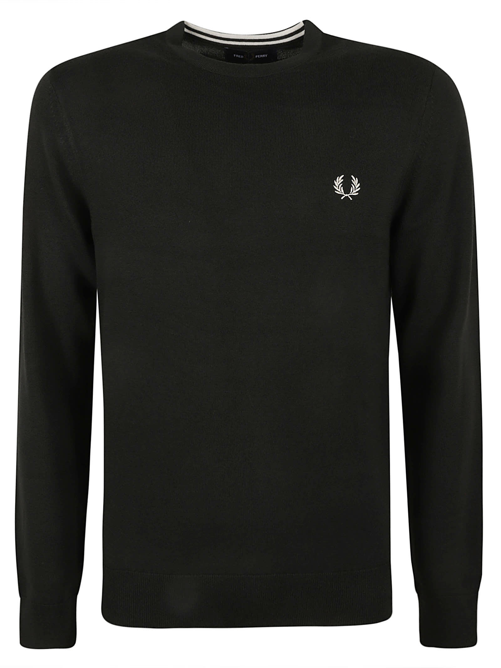 Shop Fred Perry Classic Crewneck Jumper In Night Green