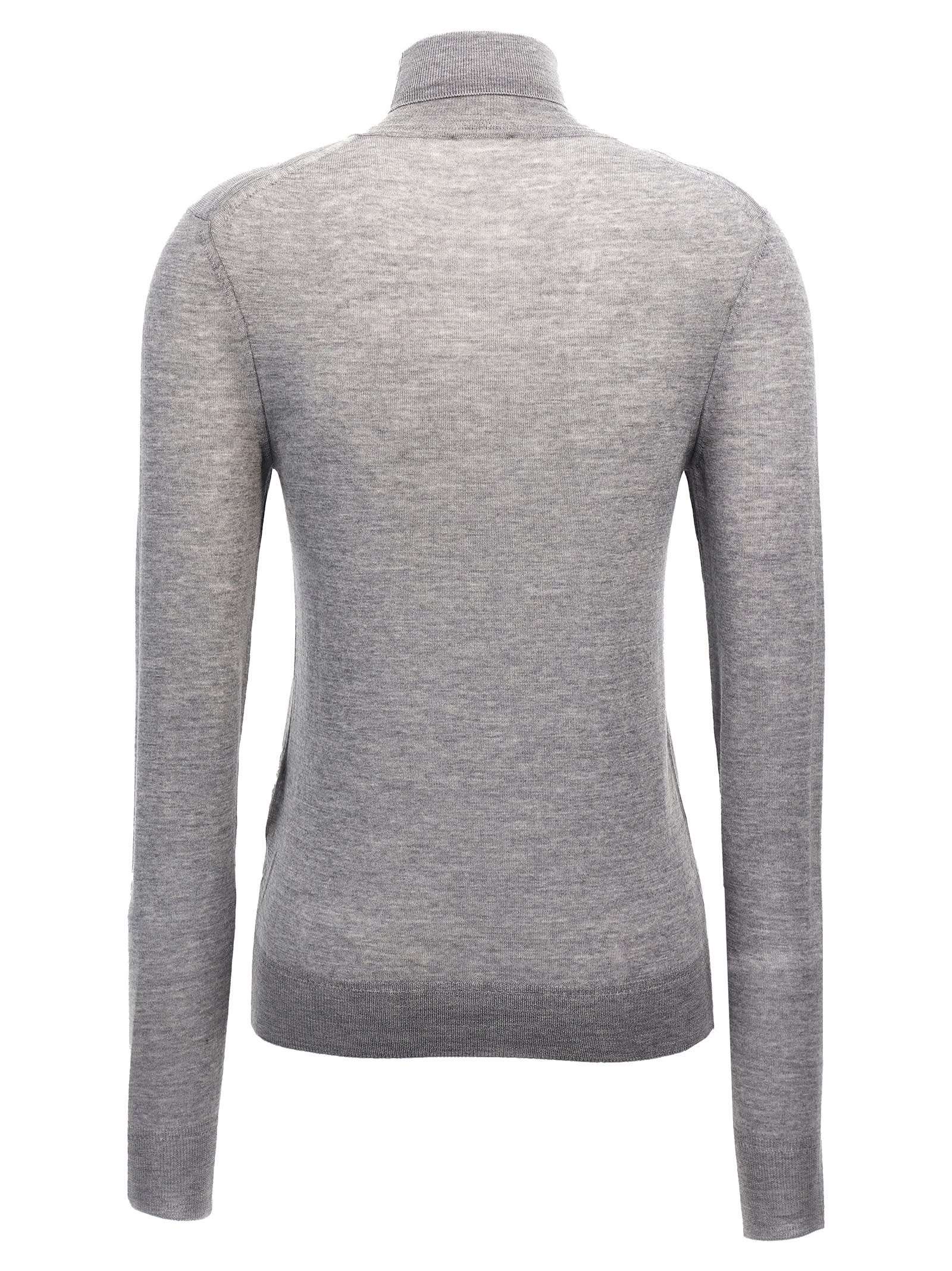 Shop Saint Laurent Cassandre Turtleneck Sweater In Gray