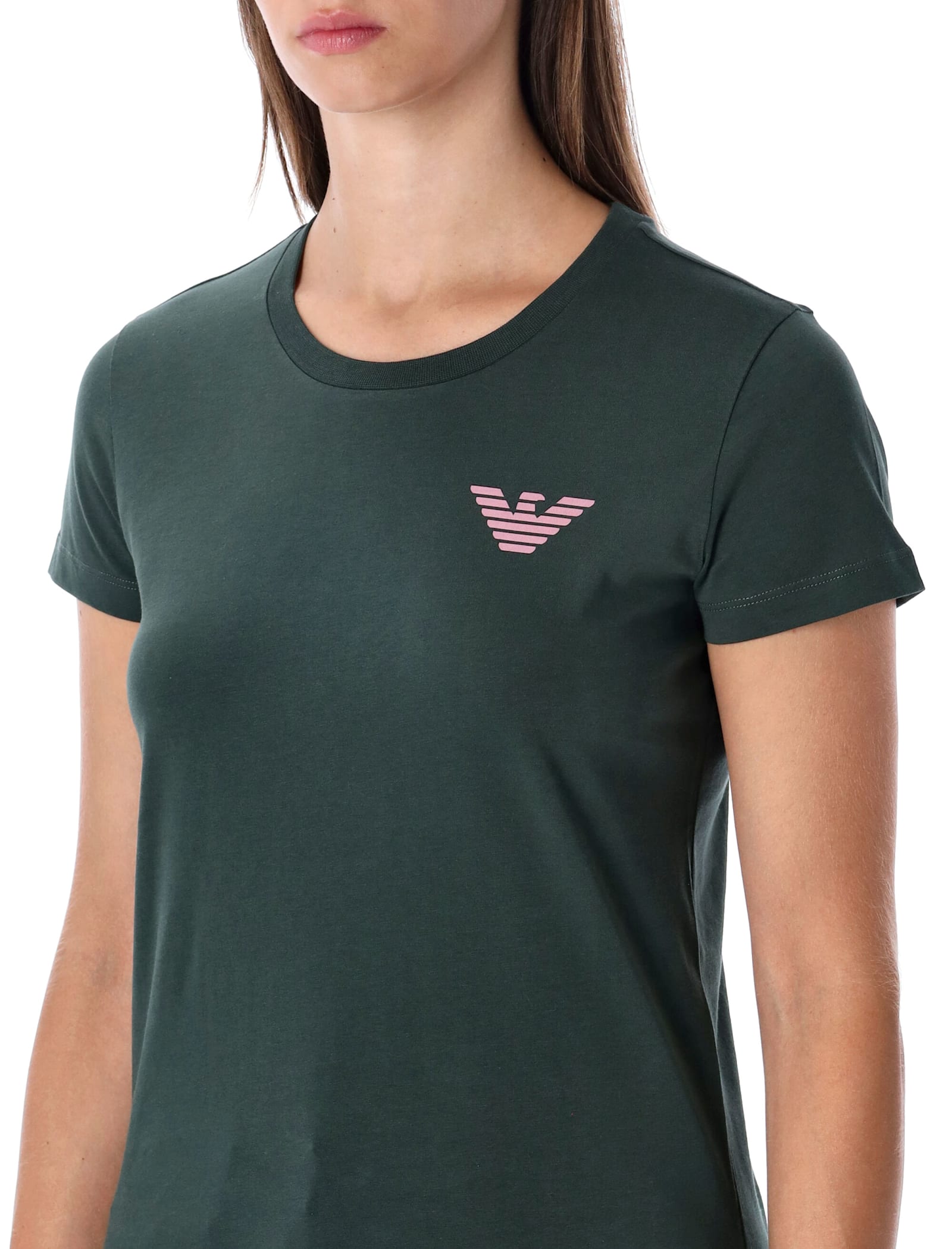 Emporio Armani Graphic Print Short Sleeve Crew Neck Top In Multi