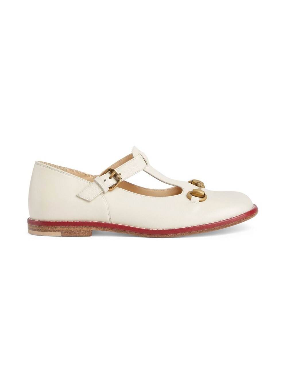 GUCCI WHITE BALLET FLATS WITH MORSETTO DETAIL IN LEATHER GIRL