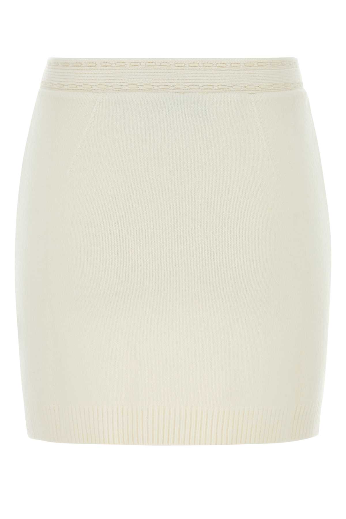 Fendi White Cashmere Blend Mini Skirt In White