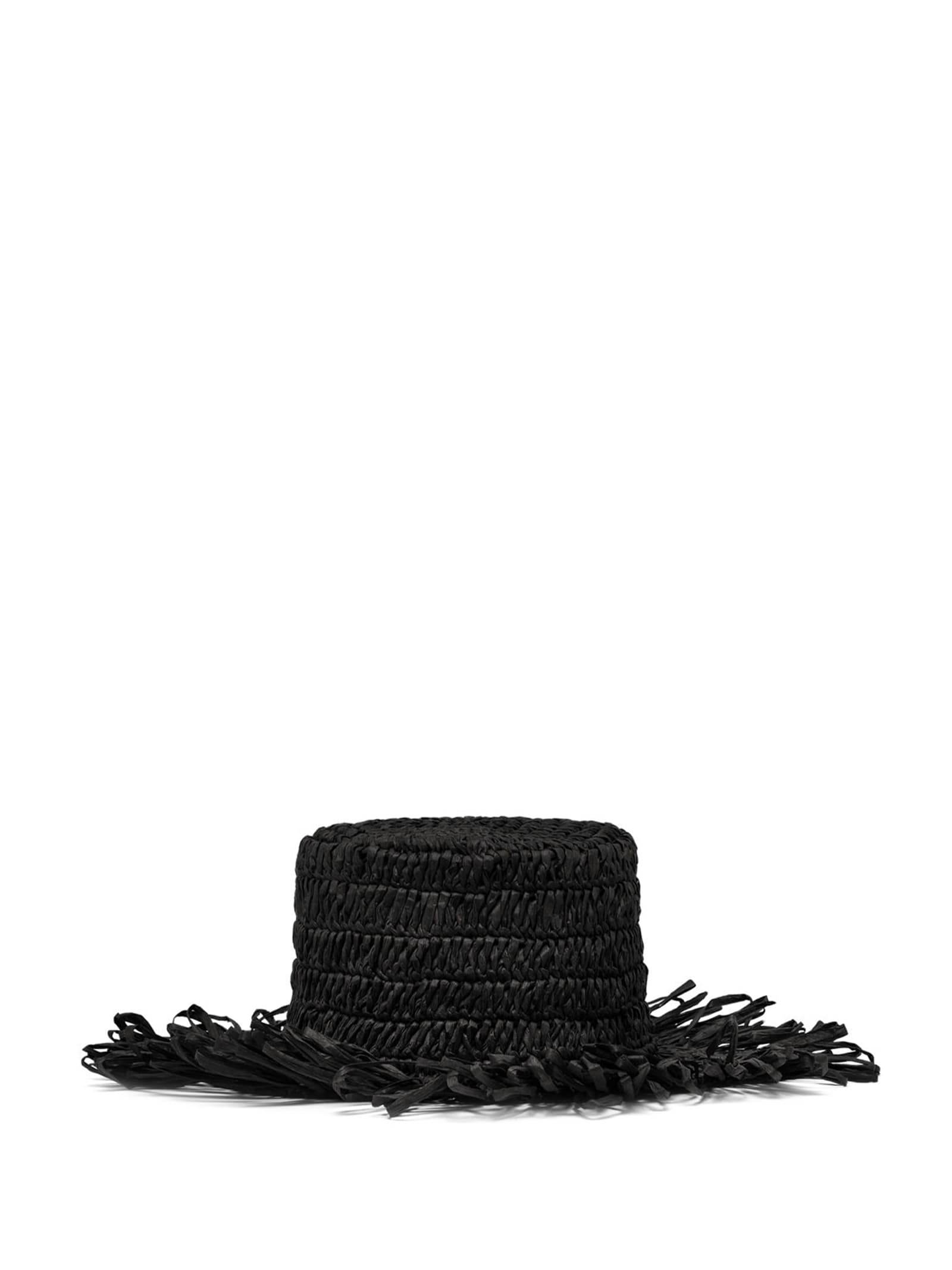Shop Gianni Chiarini Marcella Hat Crocheted With Straw Effect In Nero