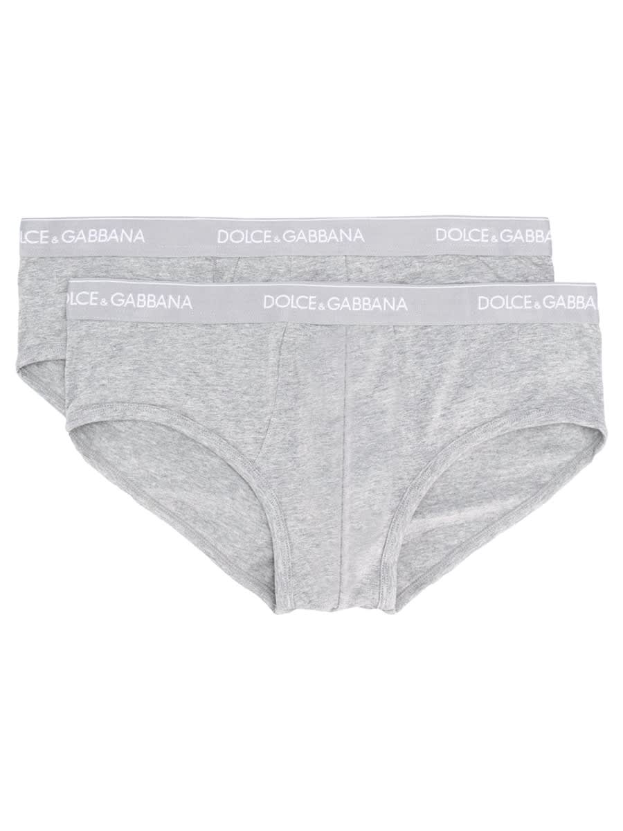 Dolce & Gabbana Bi-pack Slip In Cotone In Grey