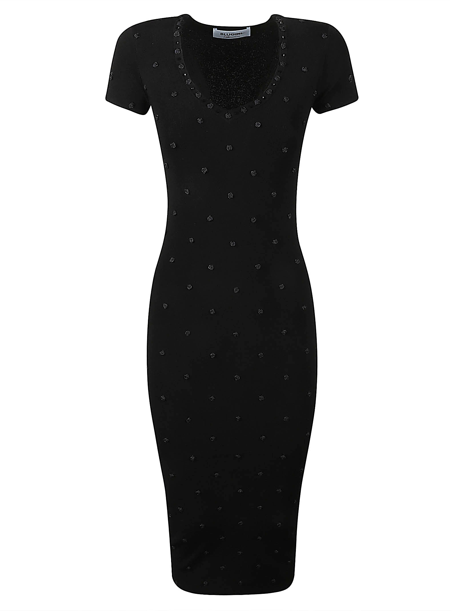 Wide Neck Embellished Slim Dress