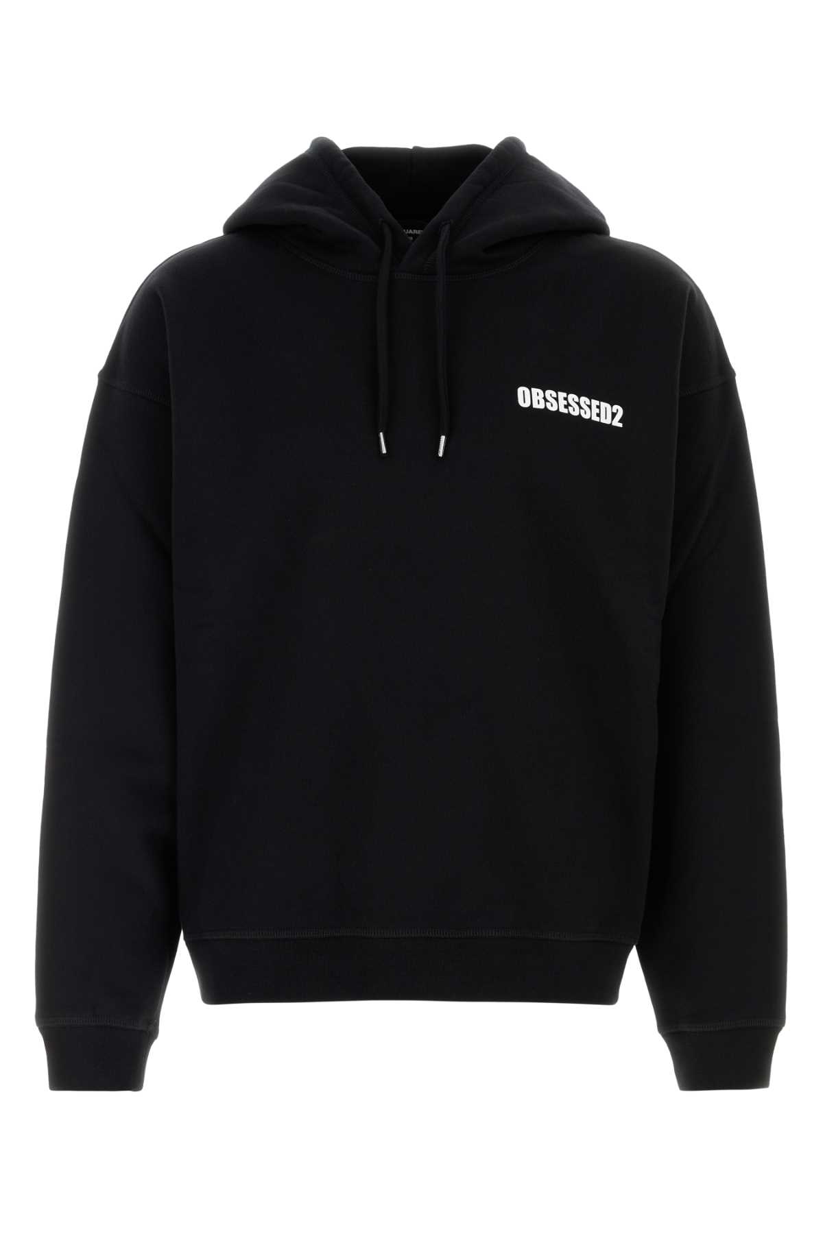 Dsquared2 Hooded Long Sleeve Cotton Sweatshirt In Black