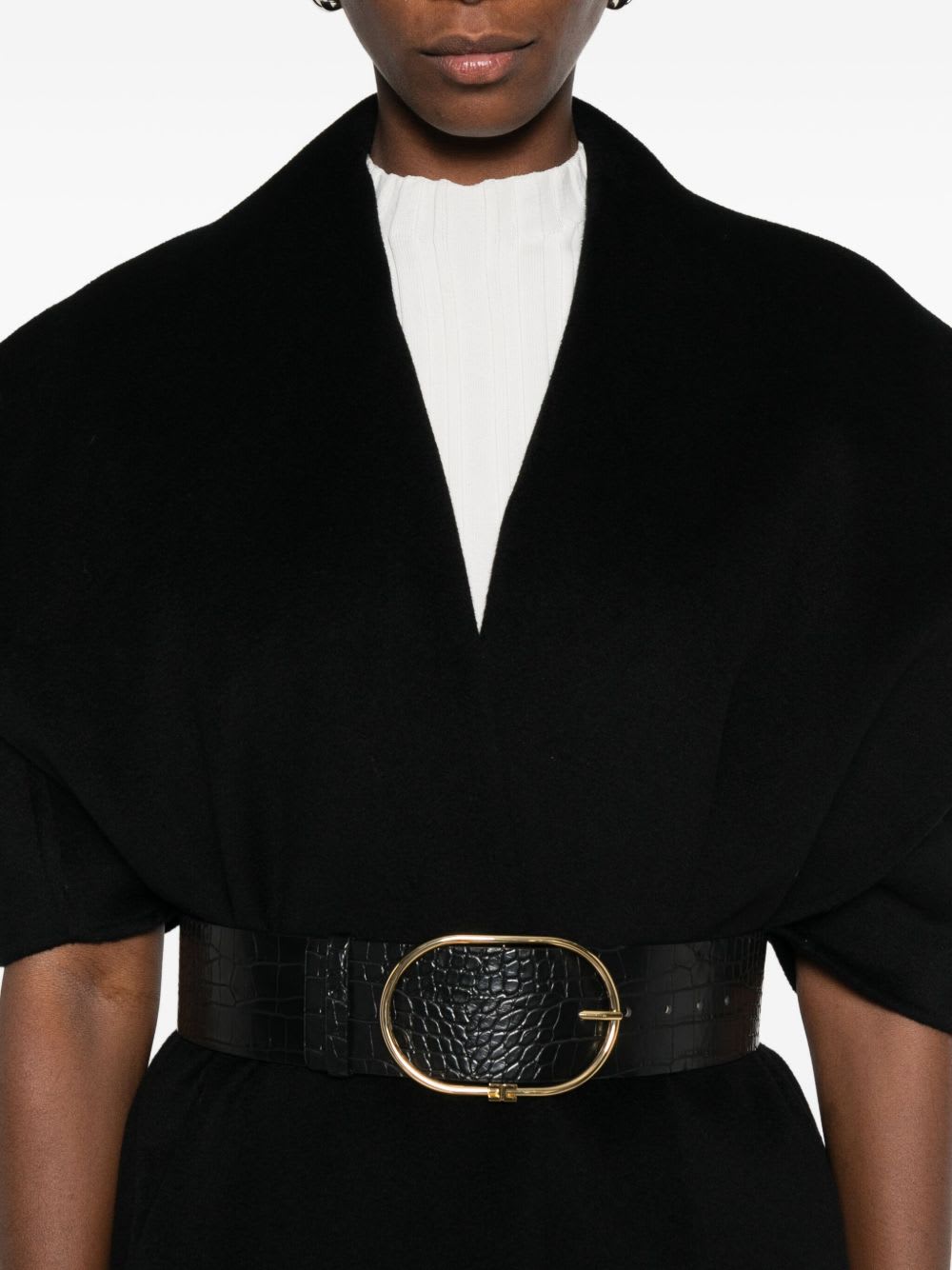 Elisabetta Franchi Mantle In Wool Fabric Double In Blue