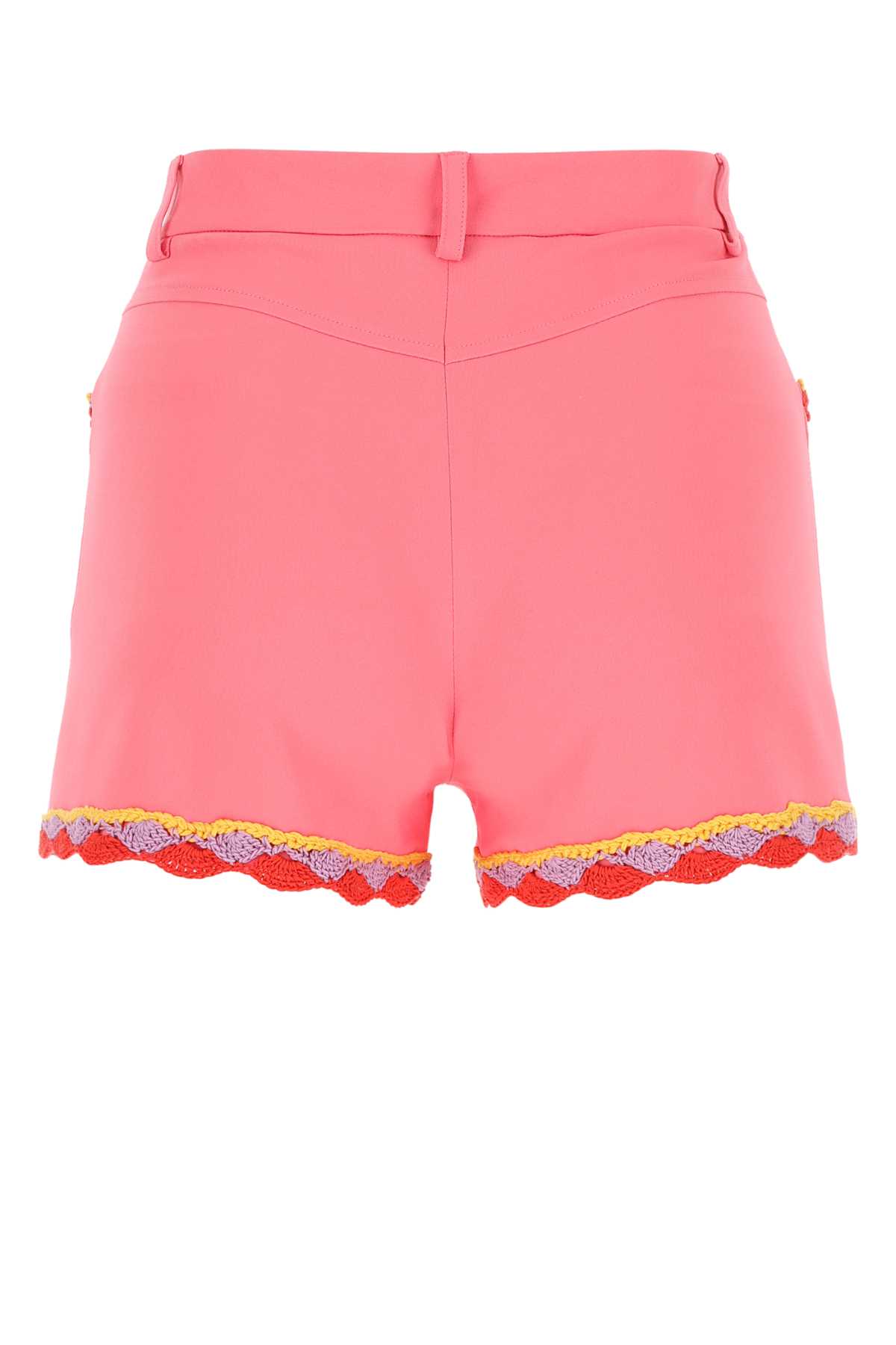 Shop Moschino Pink Stretch Crepe Shorts In 1205
