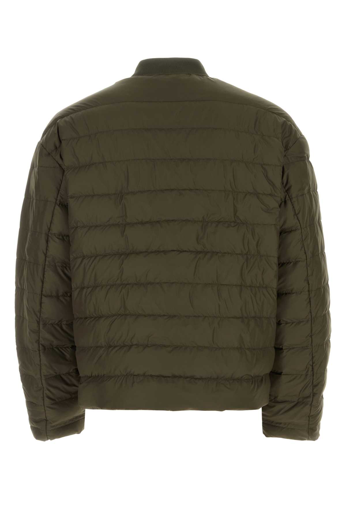 Prada Army Green Polyester Down Jacket In Militare
