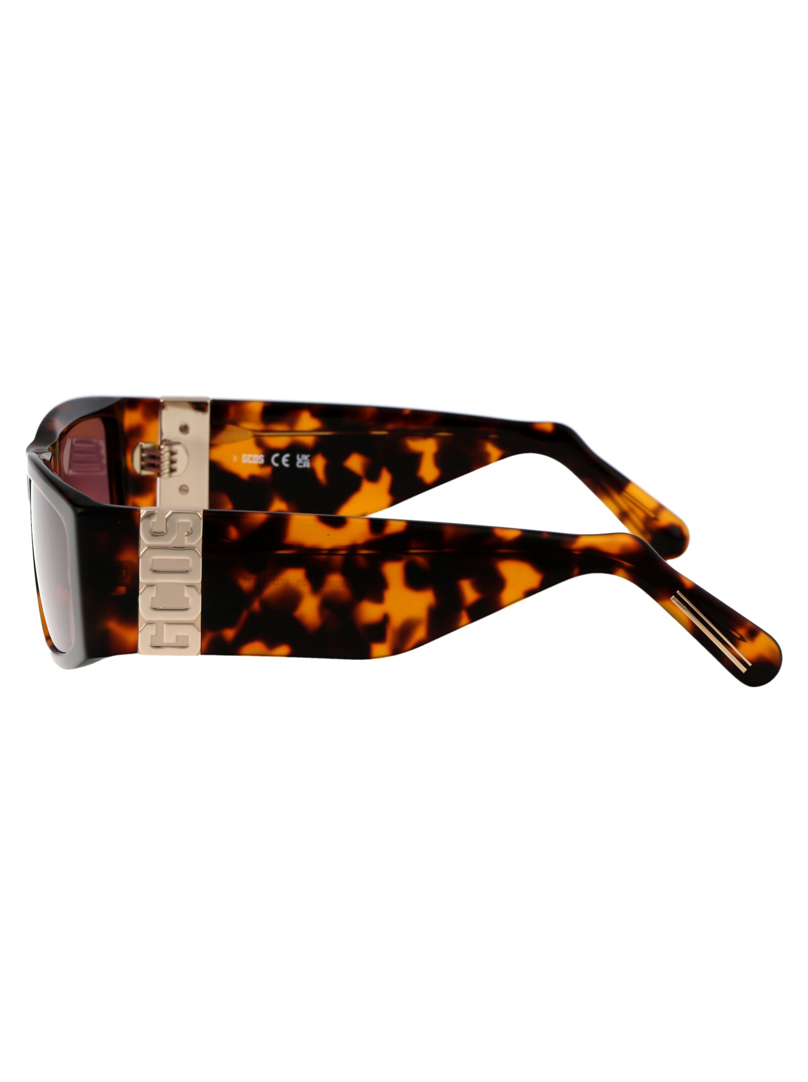 Shop Gcds Gd0037 Sunglasses In 52s Avana Scura/bordeaux