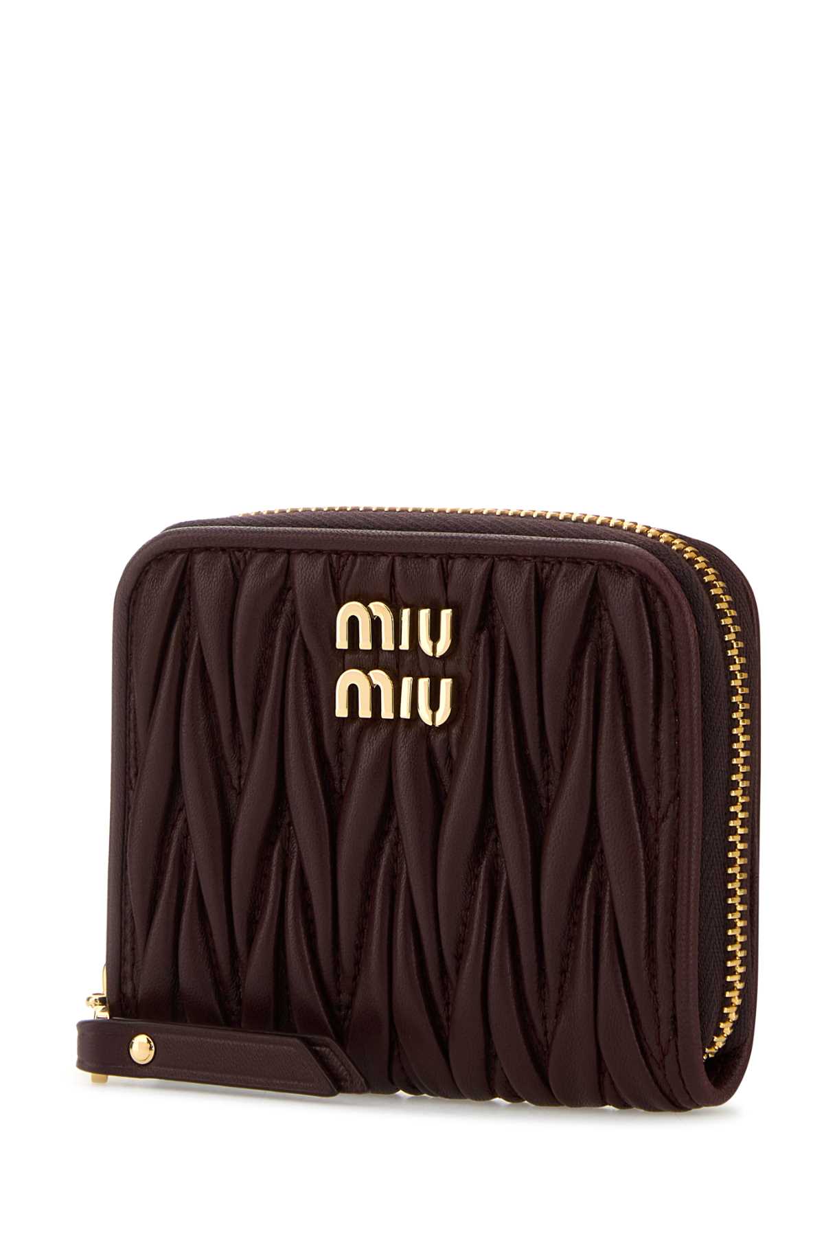 Miu Miu Burgundy Leather Coin Purse In Brown