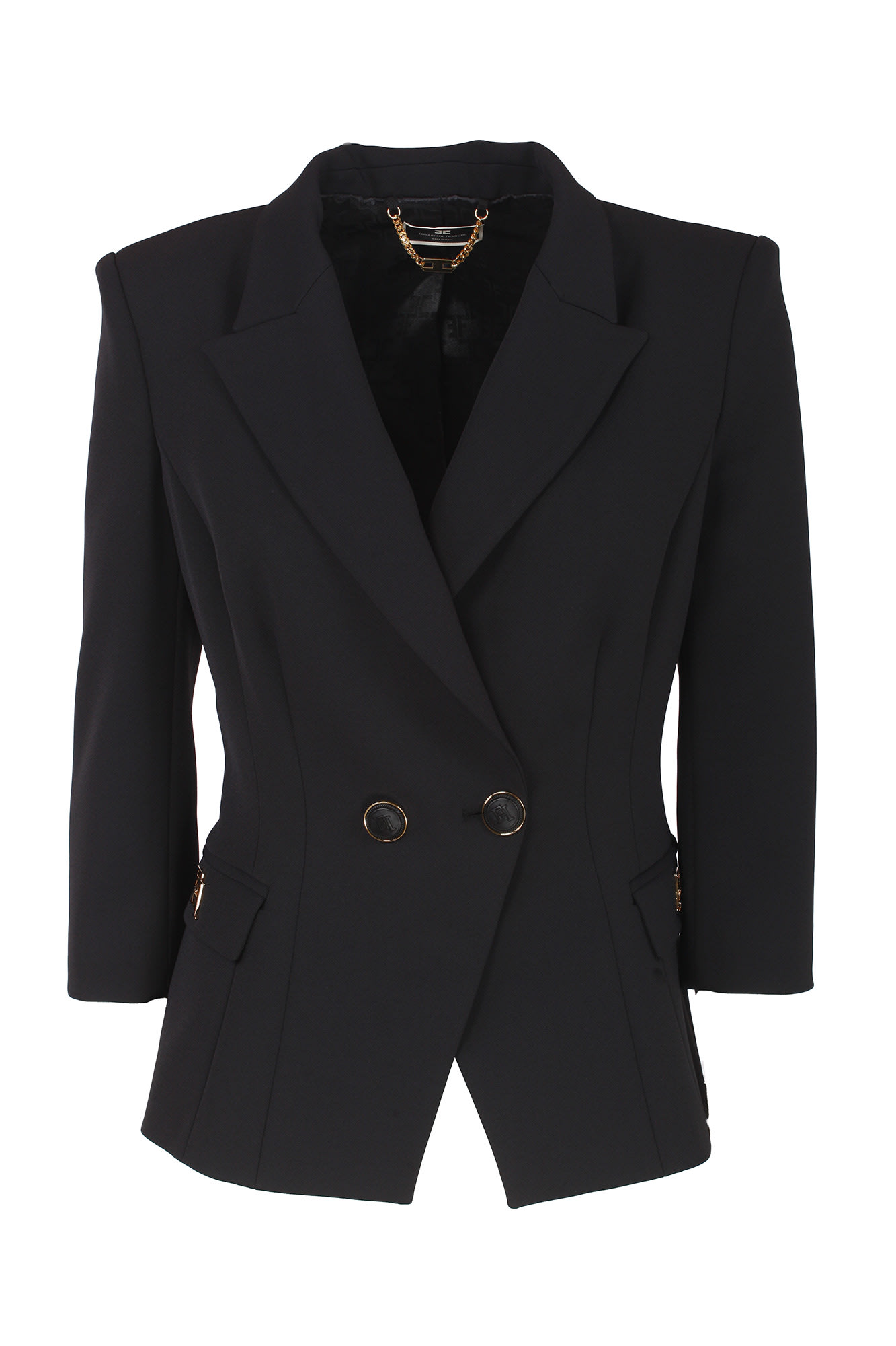 Elisabetta Franchi Crepe Blazer In Nero