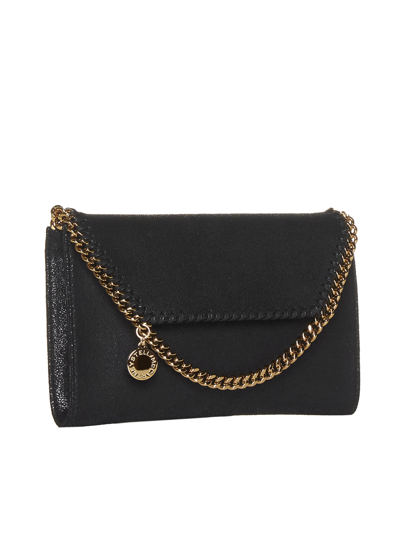 Stella Mccartney Falabella Mini Shoulder Bag In Black Polyester In Black