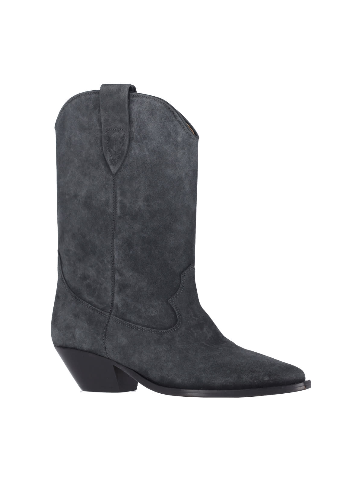Isabel Marant Mid-height Block Heel Suede Western Boots In Black