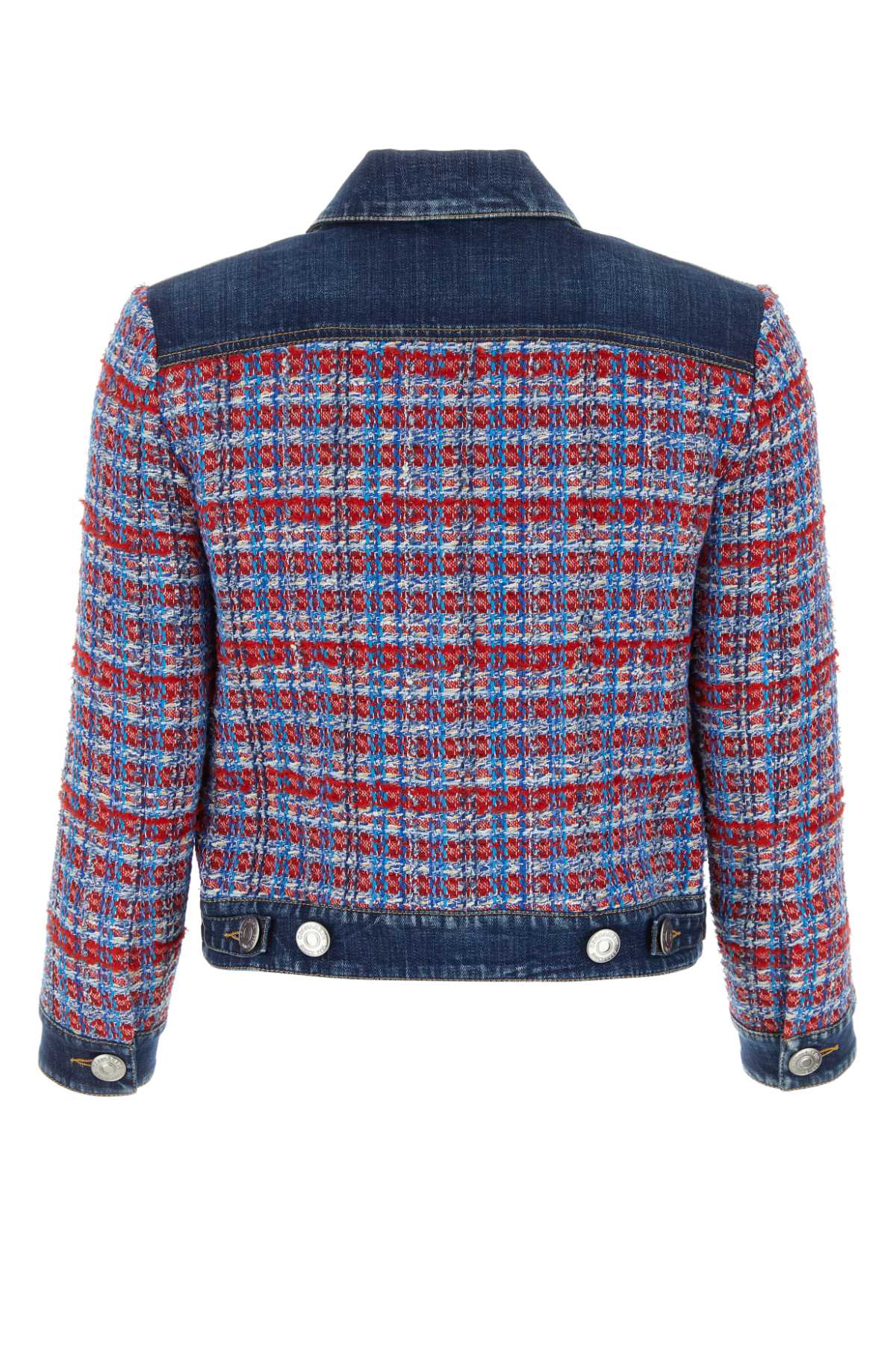 Shop Dsquared2 Multicolor Bouclã© And Denim Vintage Louisiana Jacket In Redwhiteblue