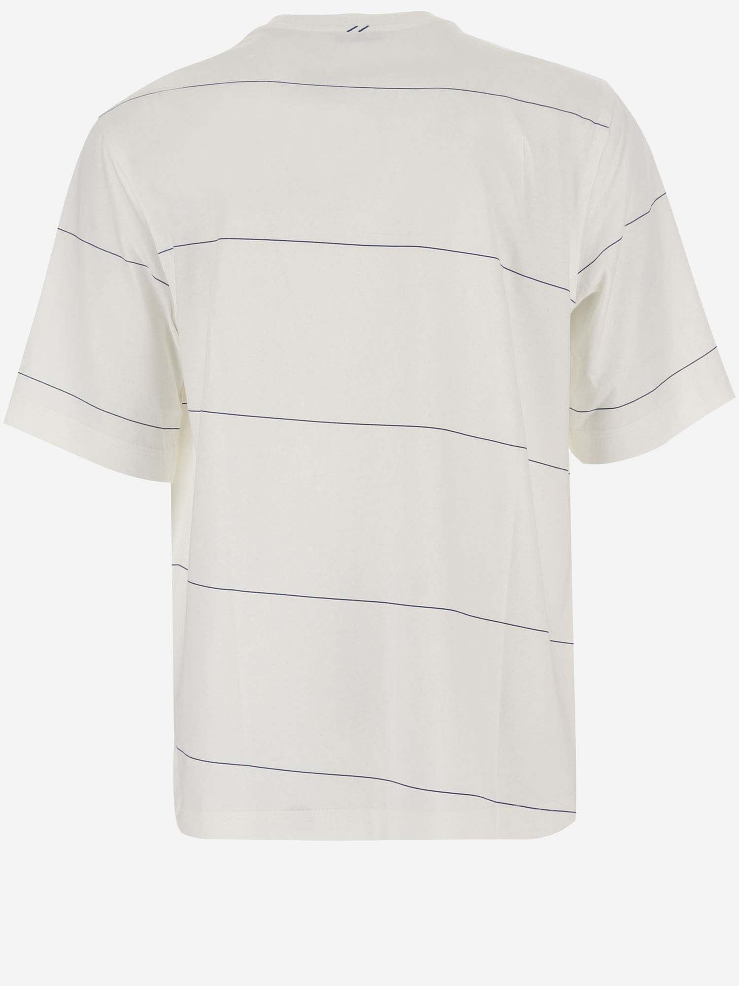 Shop Burberry Cotton T-shirt With Striped Pattern In White