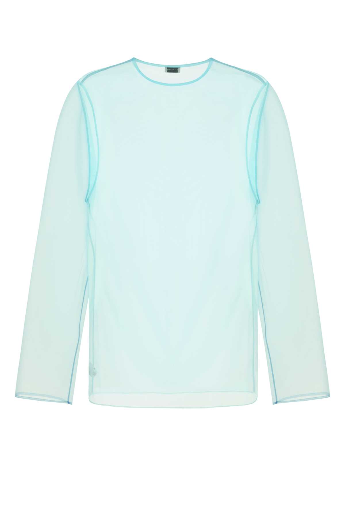 Dries Van Noten Light Blue Organza Camille Top In Turquoise