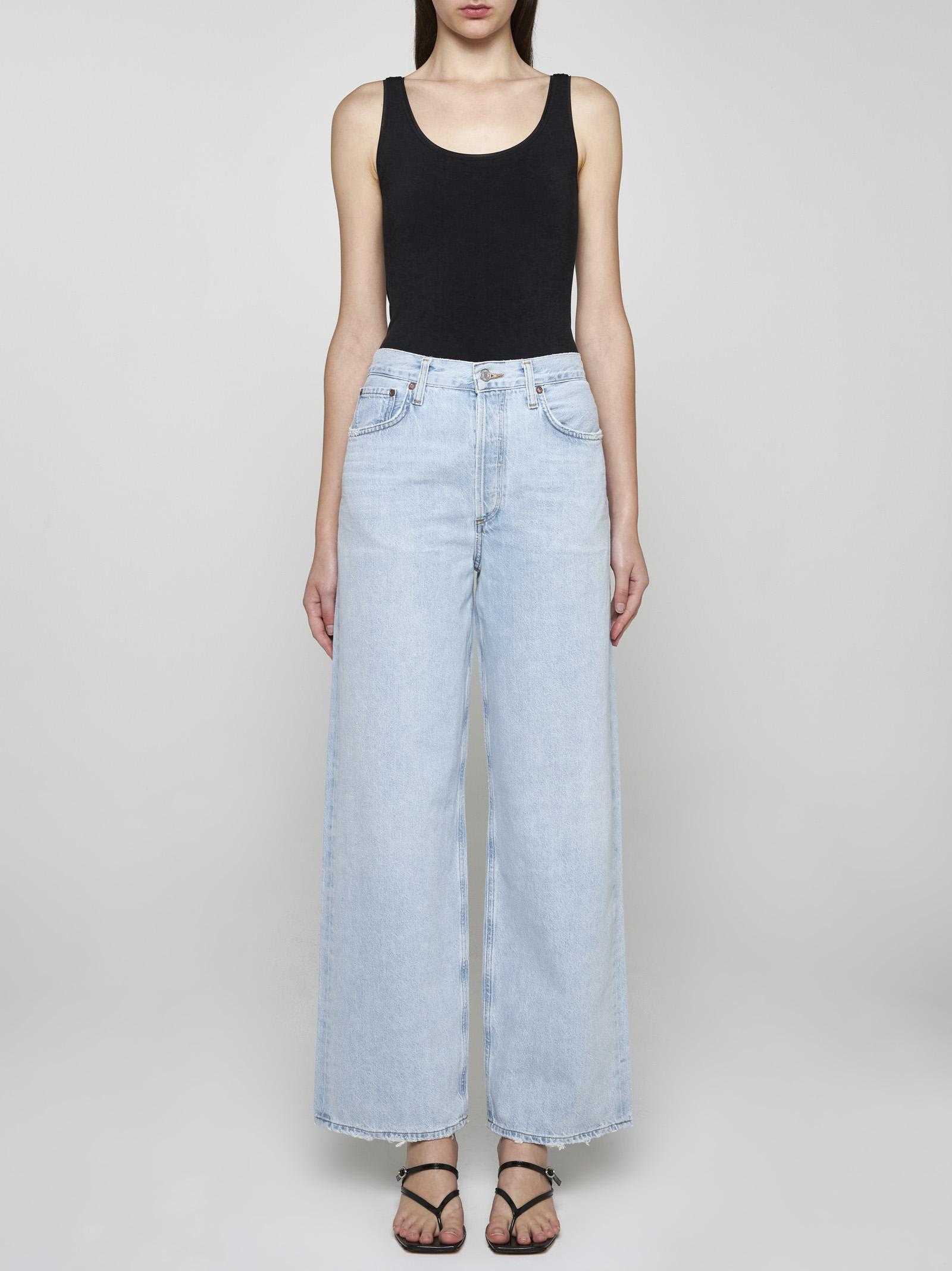 Shop Agolde Luna Pieced Jeans In Possess (washed Black)