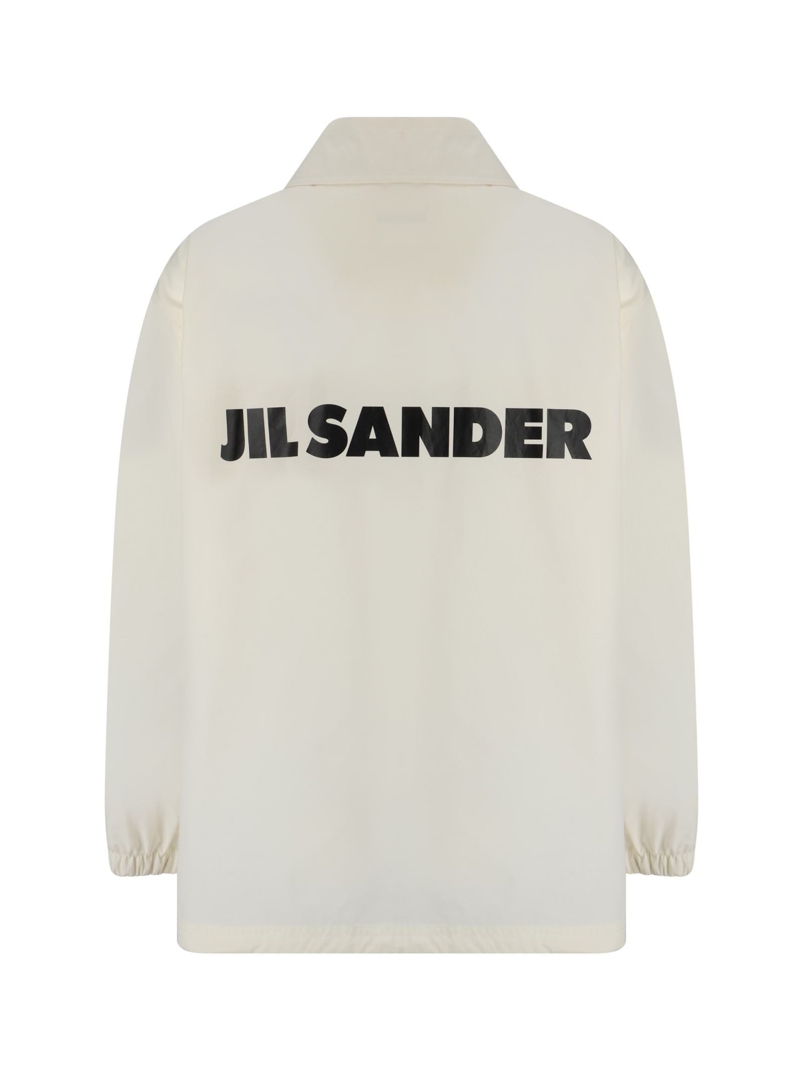 Jil Sander Beige Logo-print Cotton Shirt Jacket In Natural