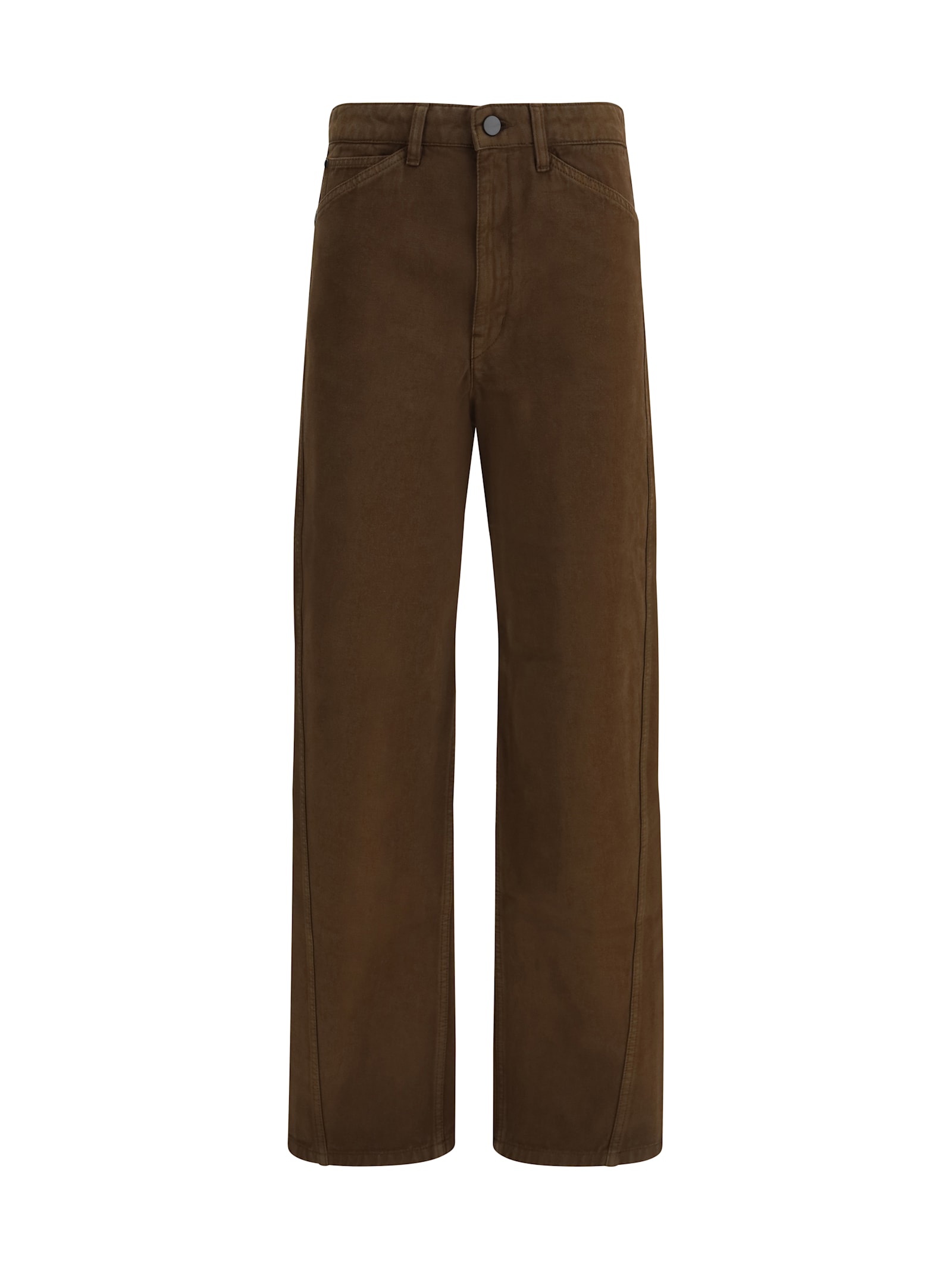 Lemaire Five-pocket Twill Pants In Brown