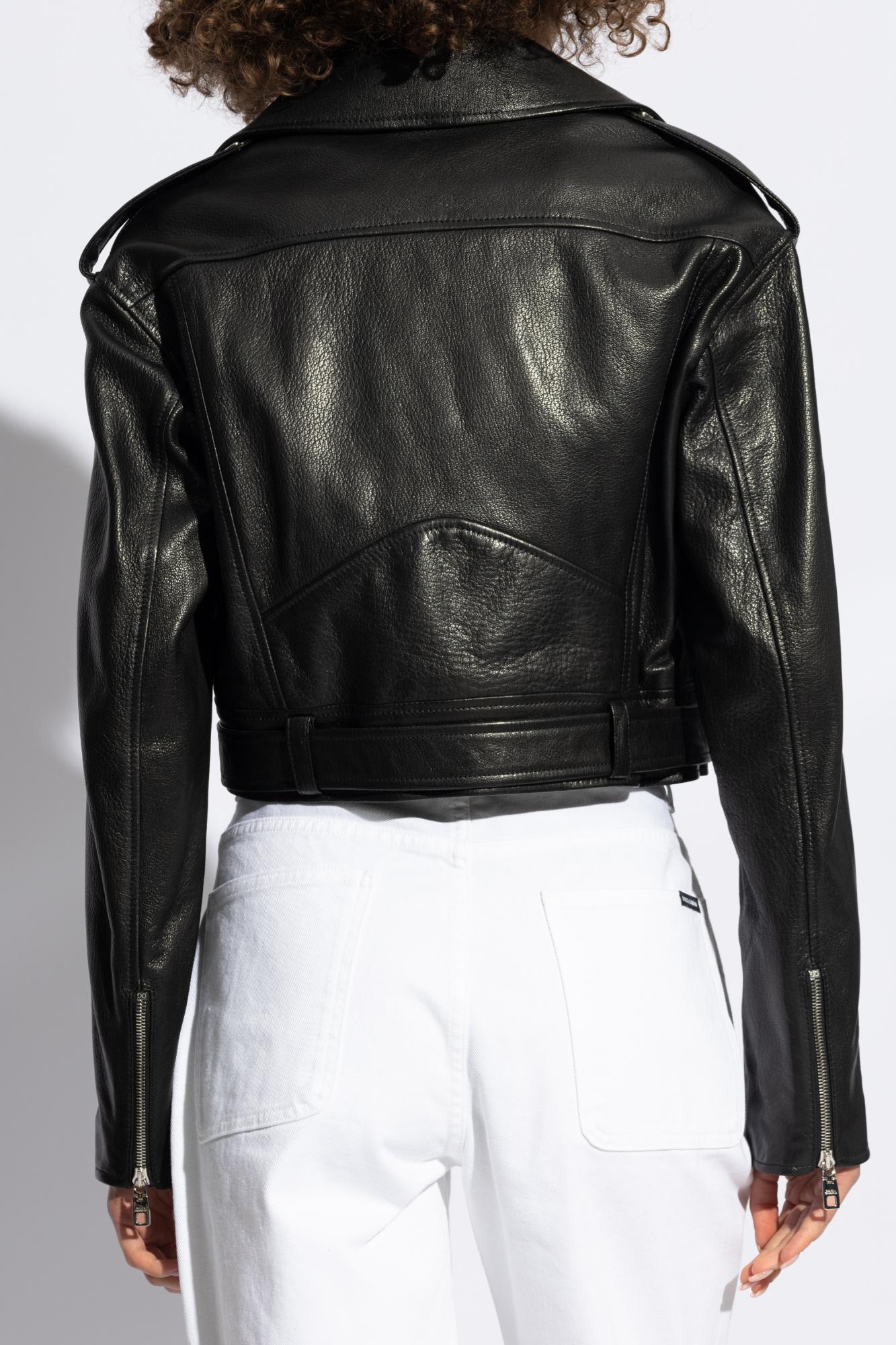 Shop Dolce & Gabbana Leather Jacket In Black