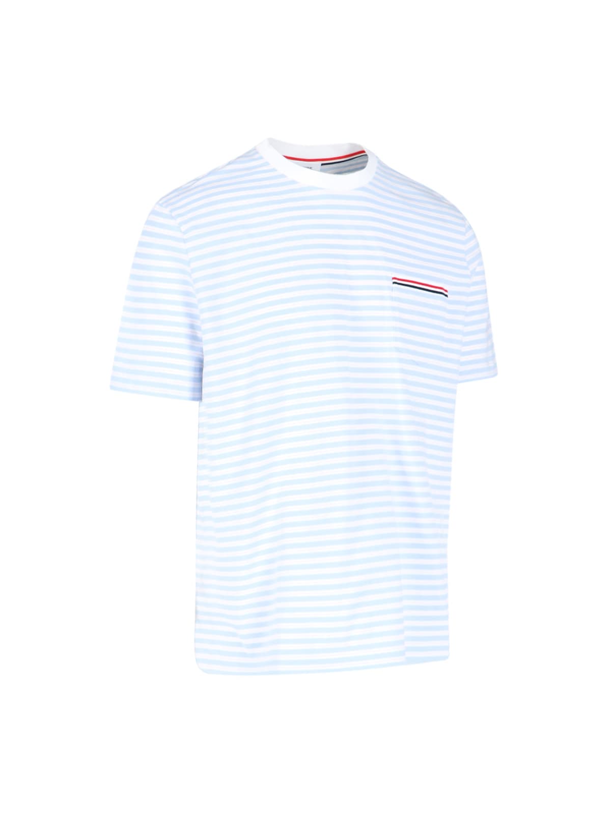 Shop Thom Browne Stripe T-shirt In Light Blue