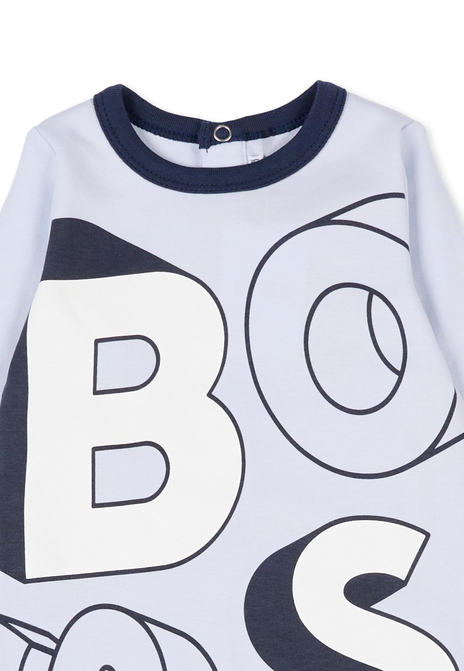 Hugo Boss Light Blue Babygrow For Baby Boy With Logo In Blue