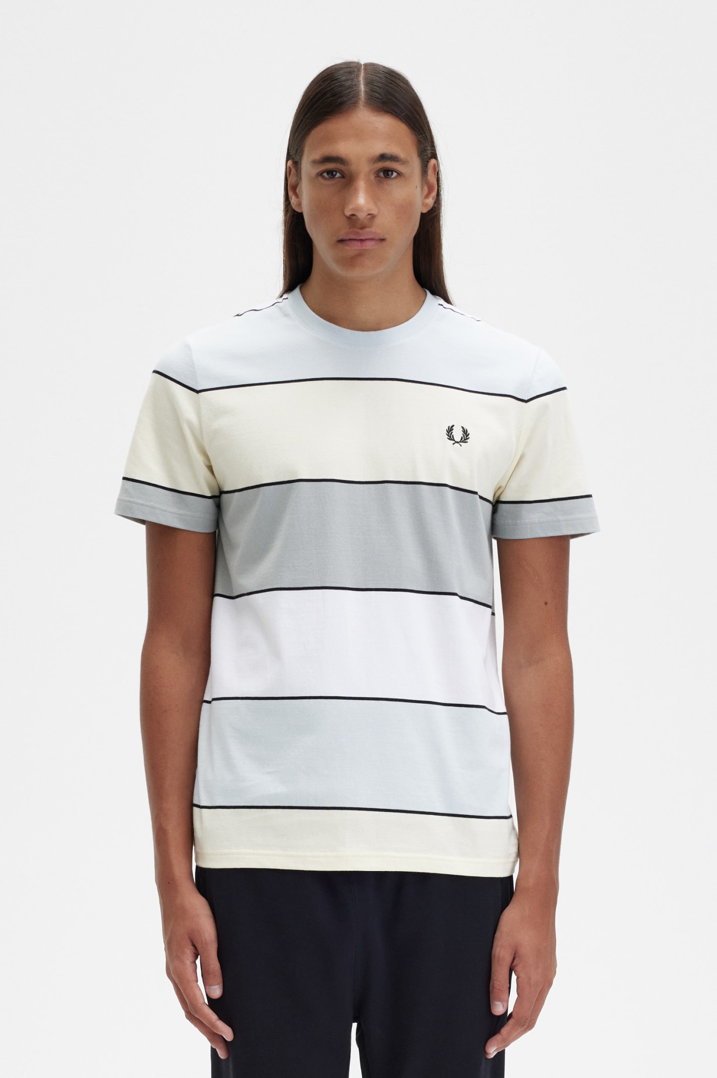 Shop Fred Perry Fp Bold Stripe T-shirt In Ice Cream