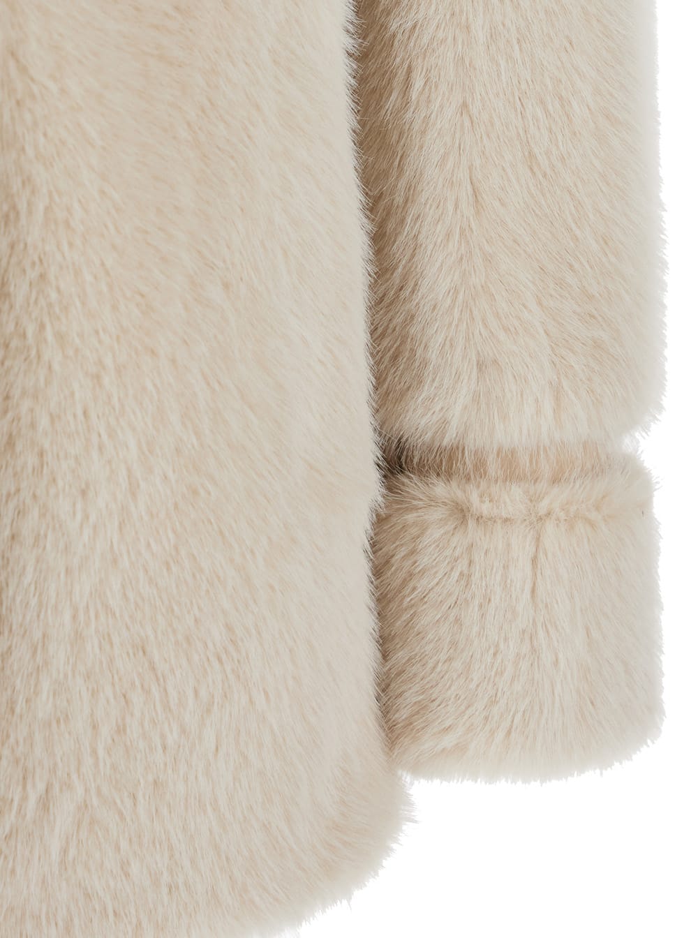 Twinset White Double-breasted Coat With Peak Revers In Ecofur Woman In White
