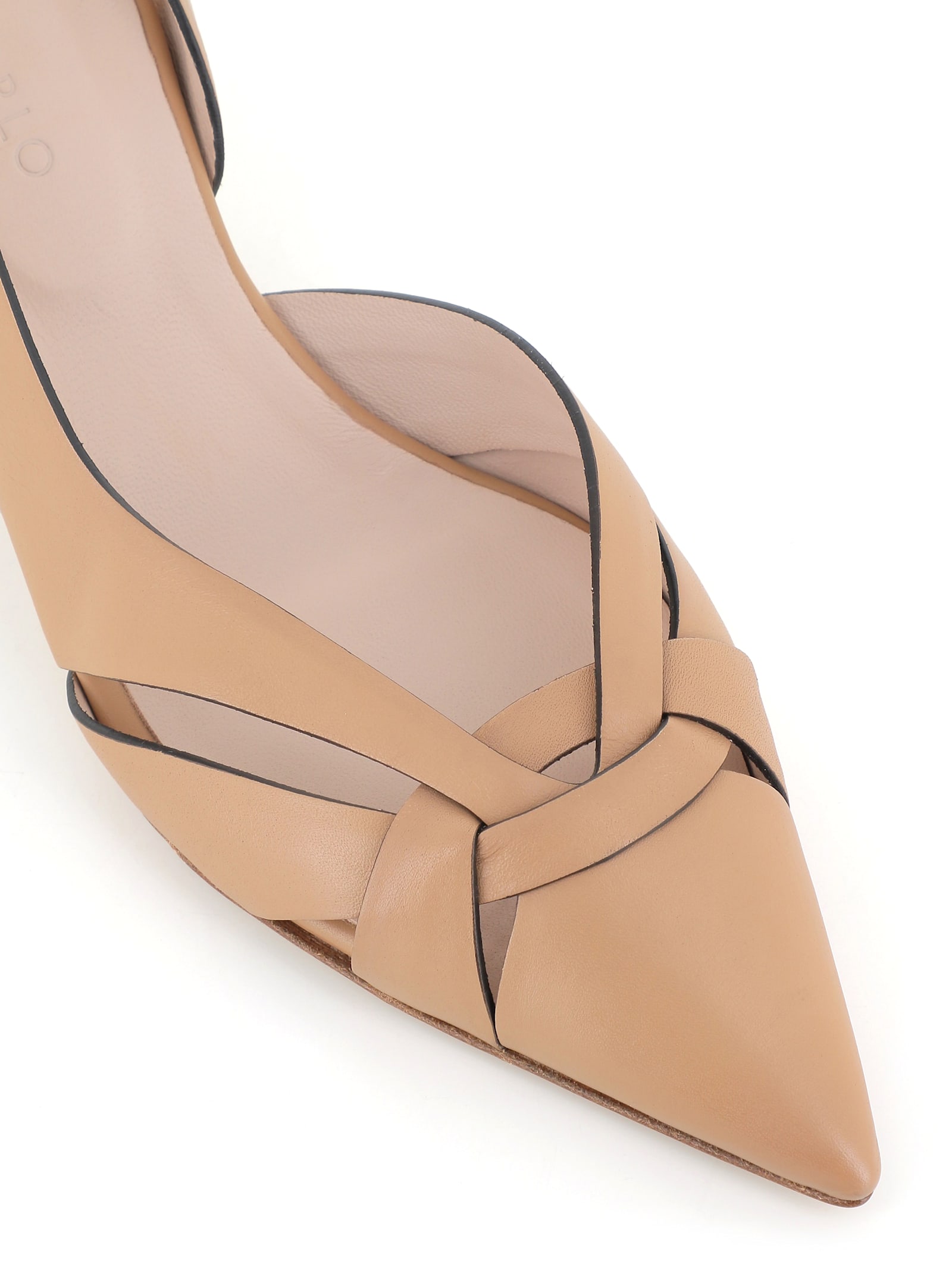 Del Carlo Leather Slingback Pumps In Sand