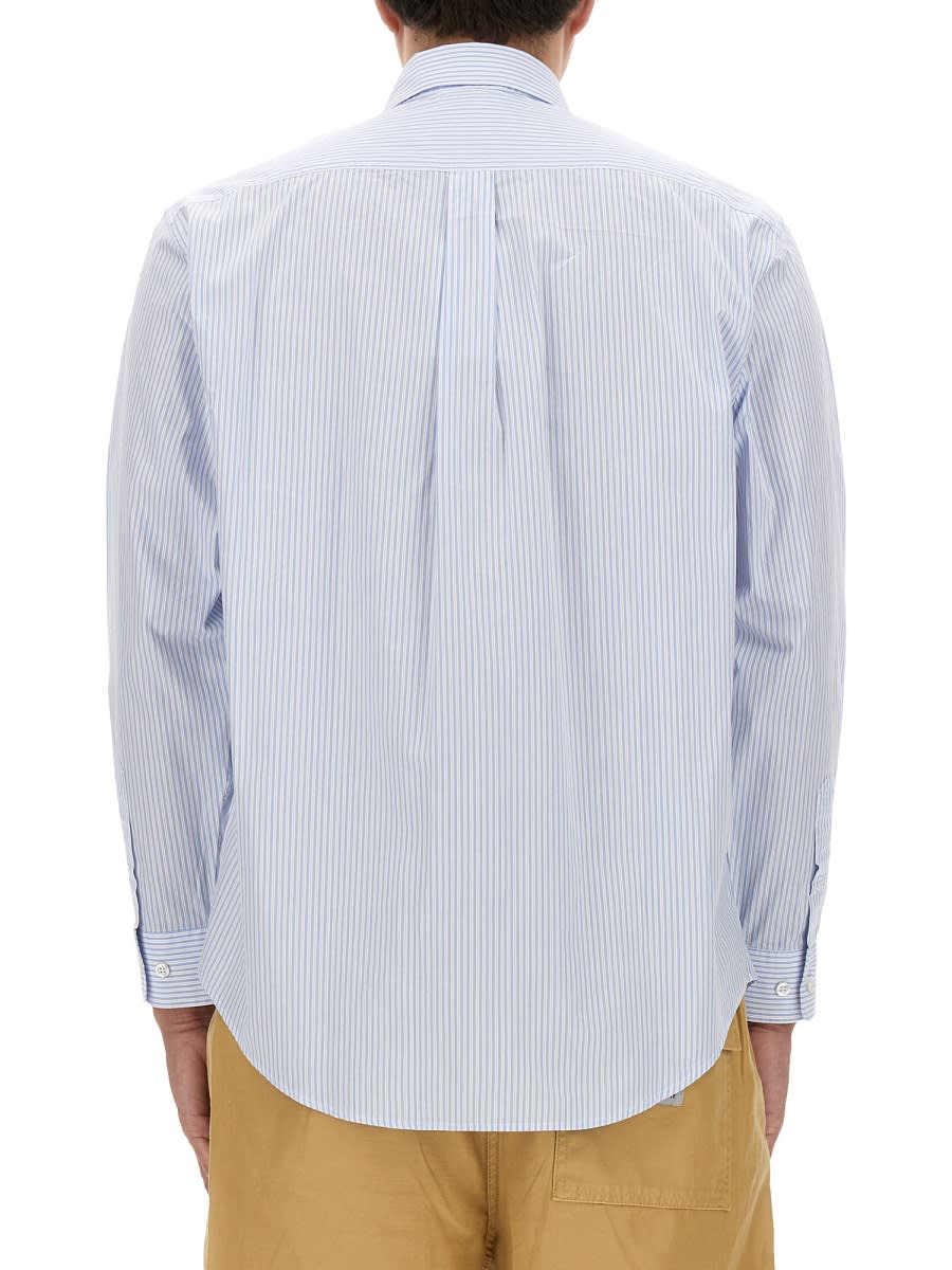 Drôle De Monsieur Striped Shirt Button-down Collar In Azure
