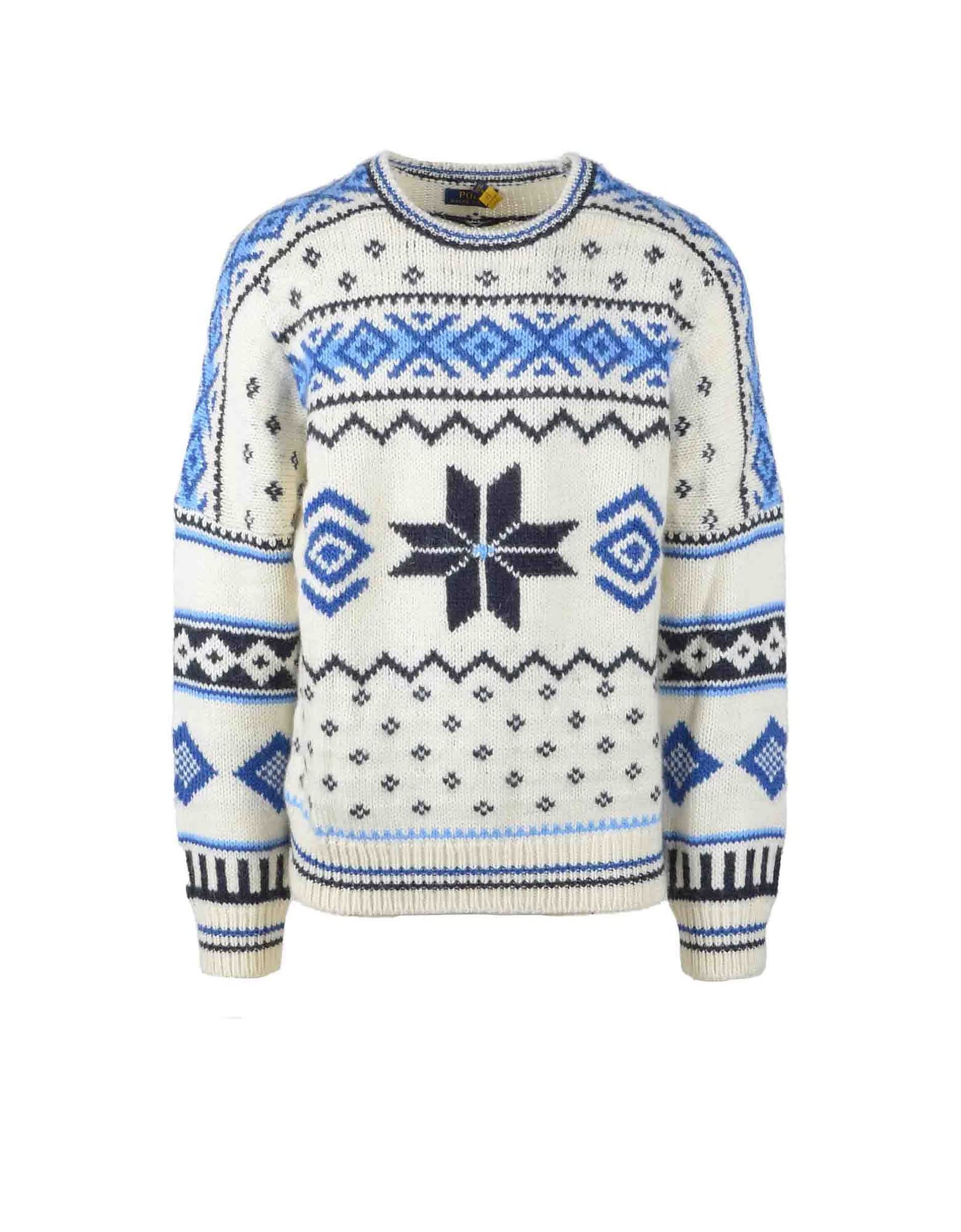 Ralph Lauren Mens White / Blue Sweater