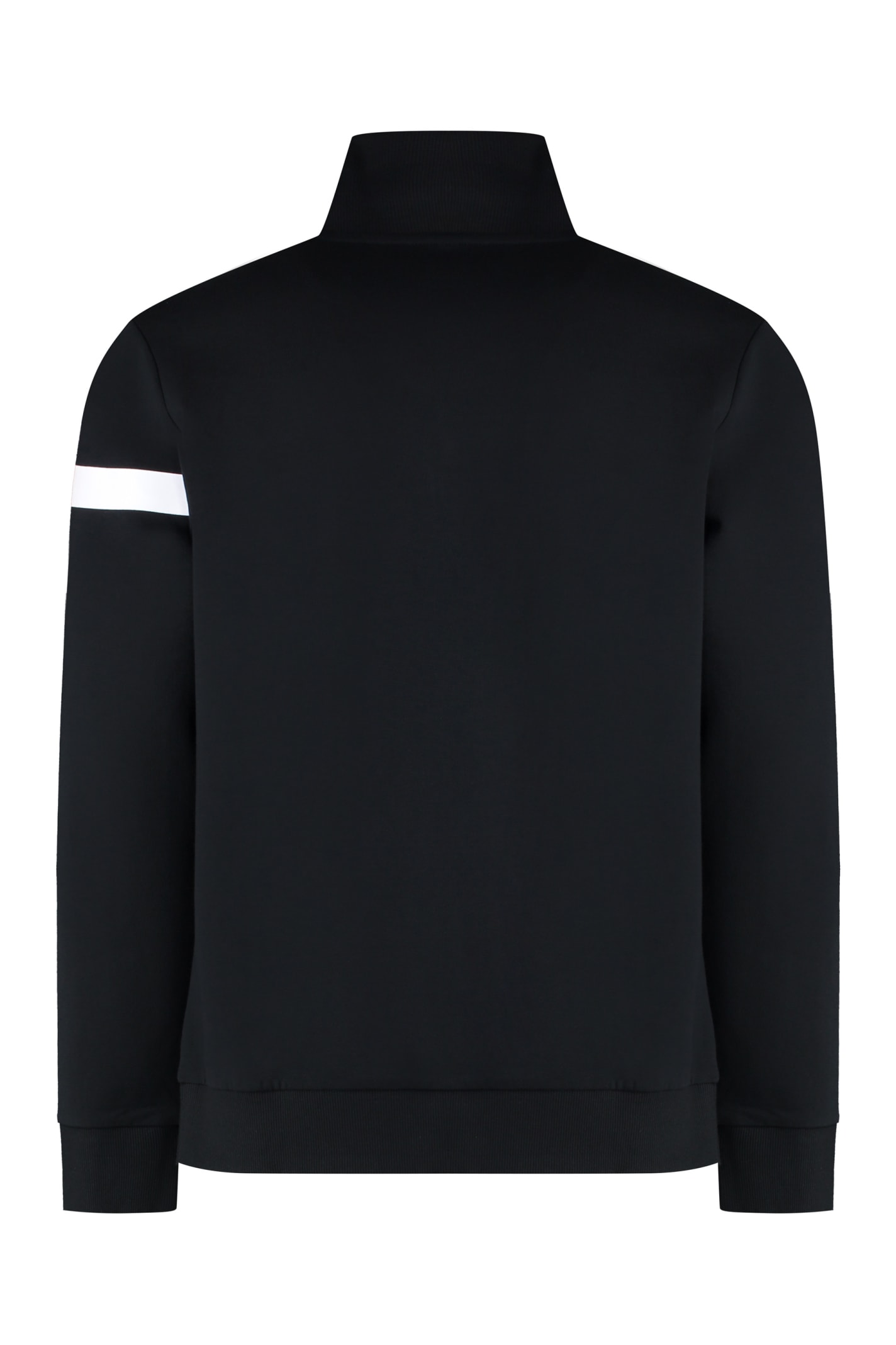 Shop Hugo Boss Cotton Full-zip Sweatshirt In Black